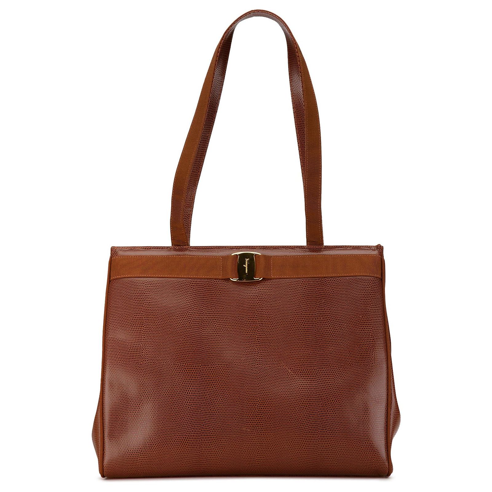 Ferragamo Vara Lizard Embossed Tote Bag 【公式通販】