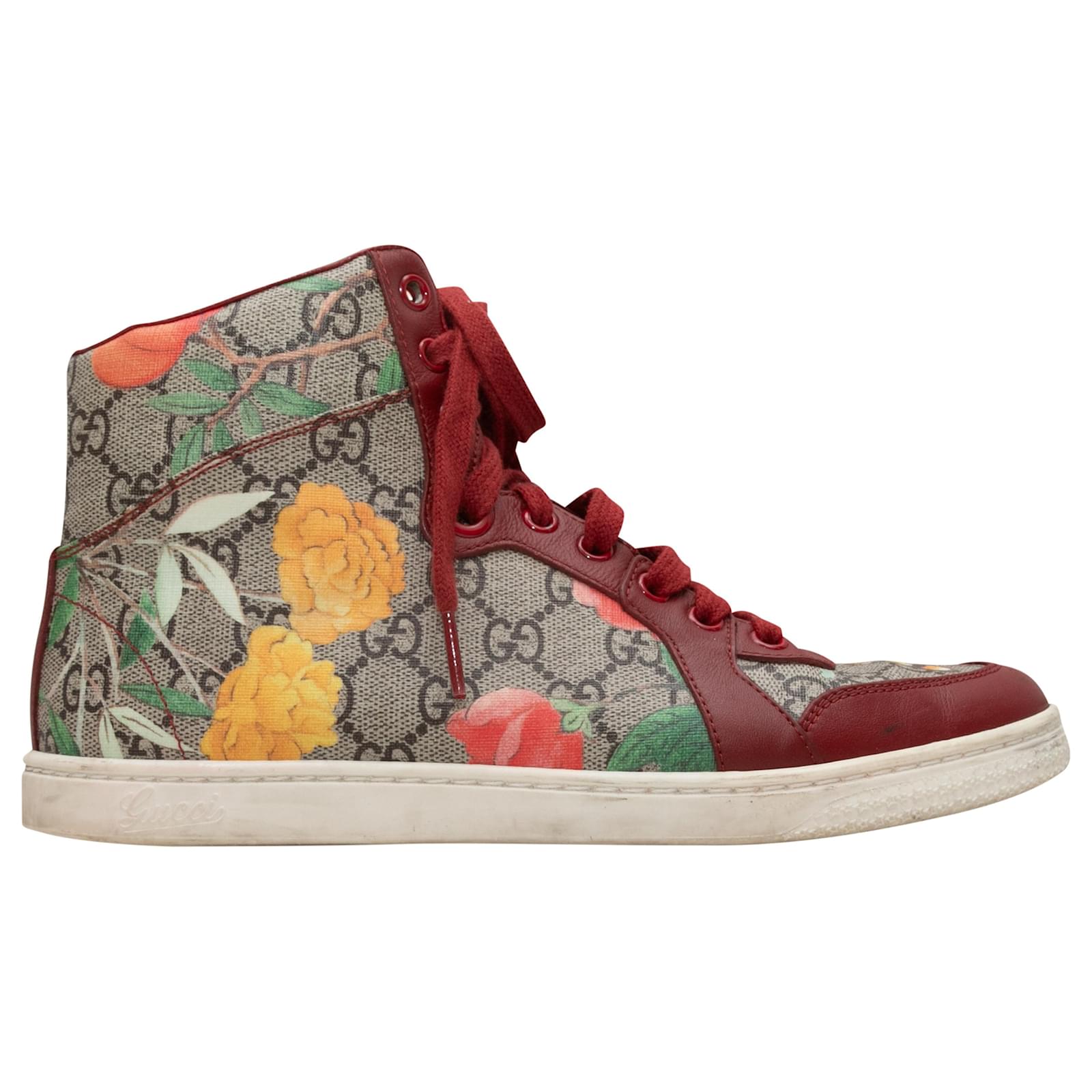 Sneakers alte Gucci Tian Bird Monogram in beige e multicolore taglia 37 5 Pelle ref.1498997 Joli Closet