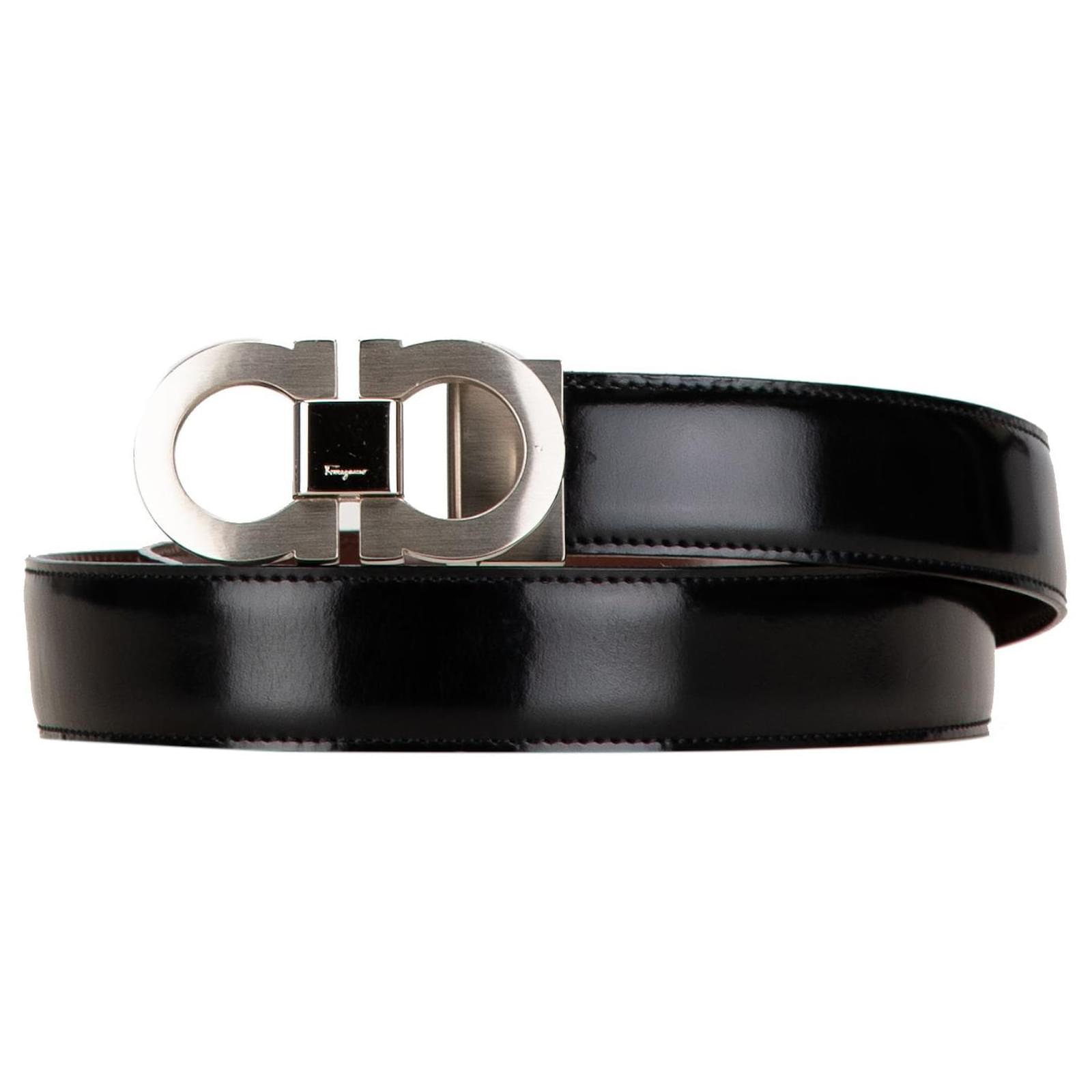 Salvatore Ferragamo Black Ferragamo Gancini Leather Belt ref