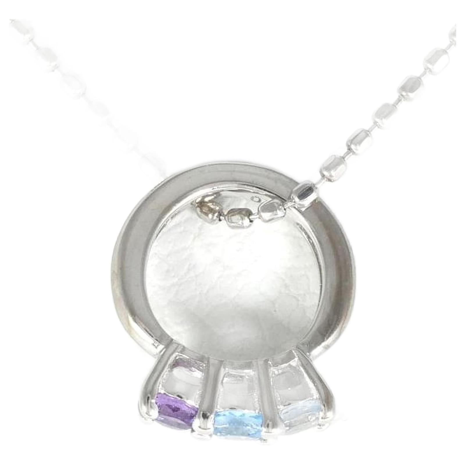 Autre Marque K10 White Gold Aquamarine Necklace Metal ref.1499836 