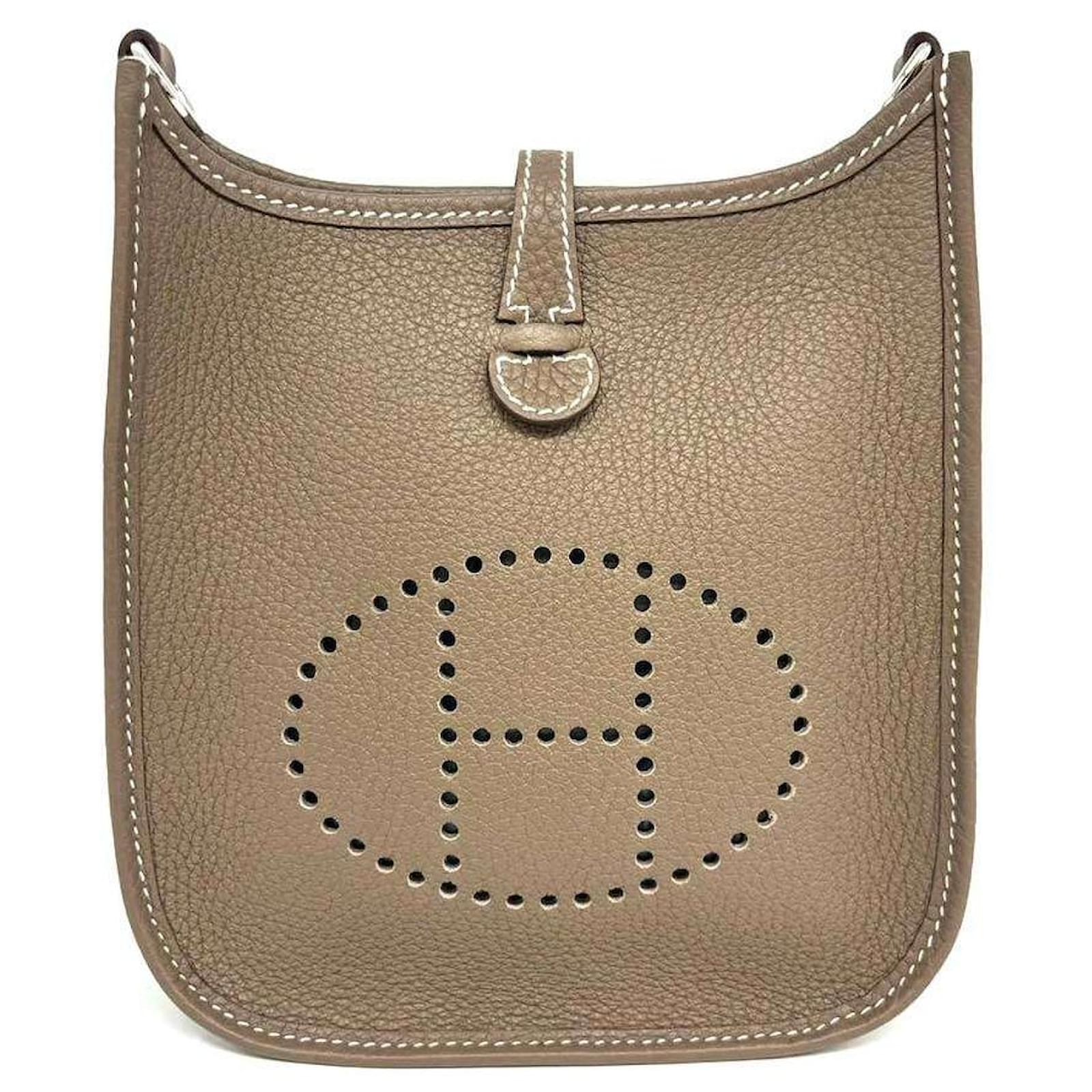 Hermès Hermes Evelyne TPM Clemence Umhängetasche Grau Leder ref