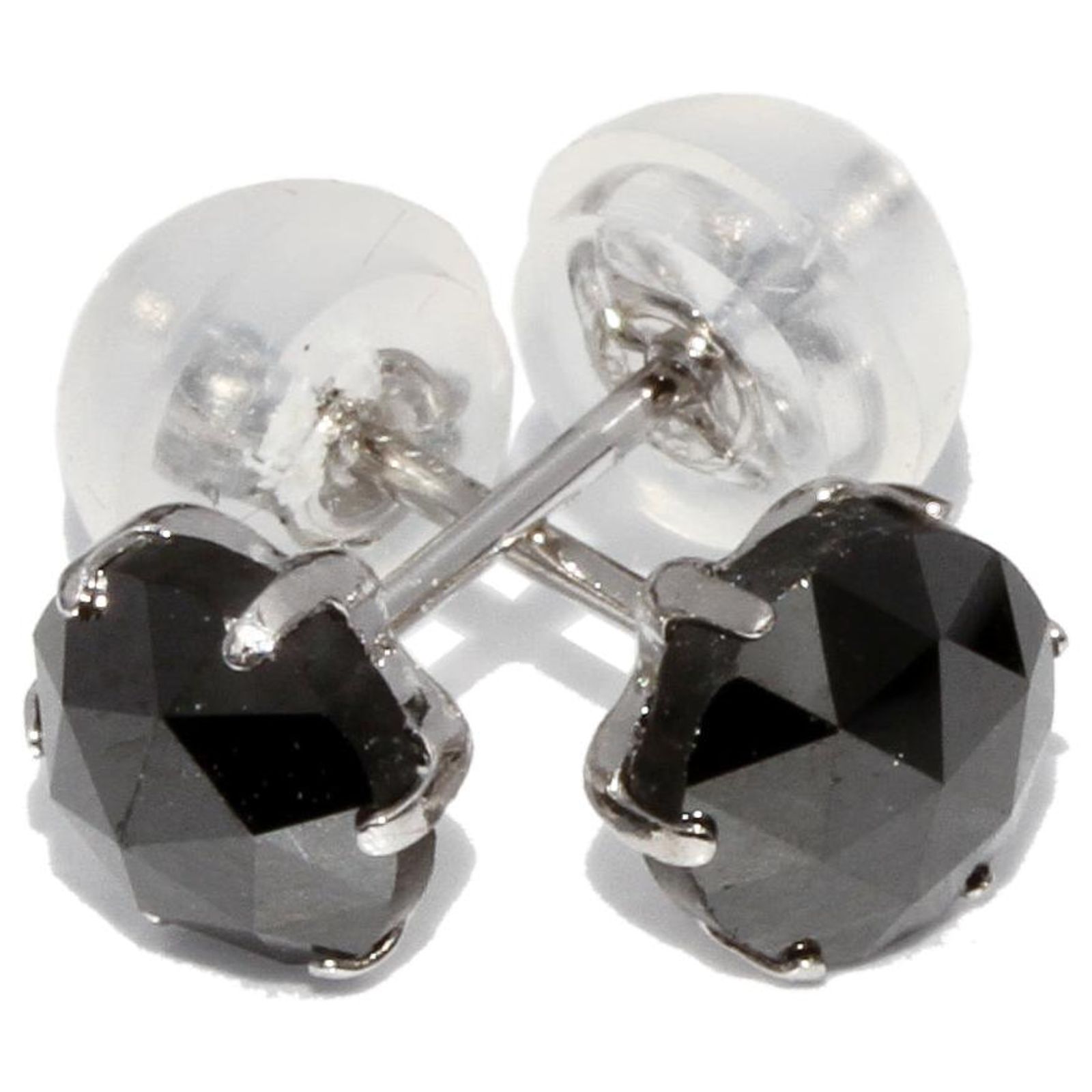 Autre Marque Pt900 Platinum Black Diamond Earrings in Pristine 