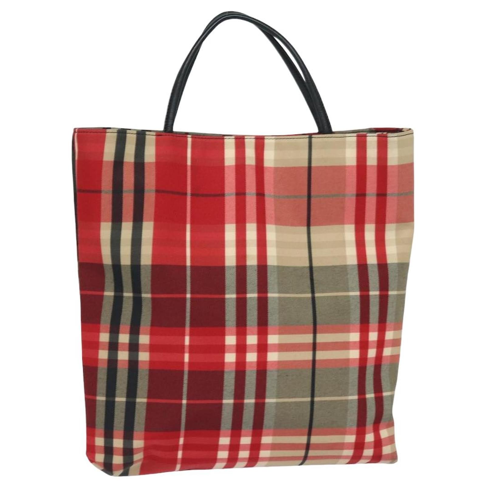 Bolsa de mao em lona xadrez Nova Burberry vermelha Auth bs15741 Vermelho ref.1502111 Joli Closet