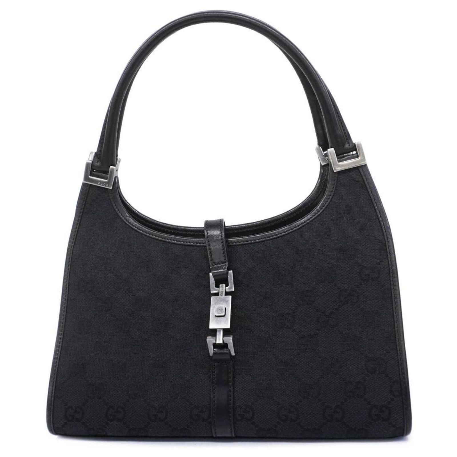 Gucci Handbag GG Canvas Jackie 01721 Black Leather Cloth ref 