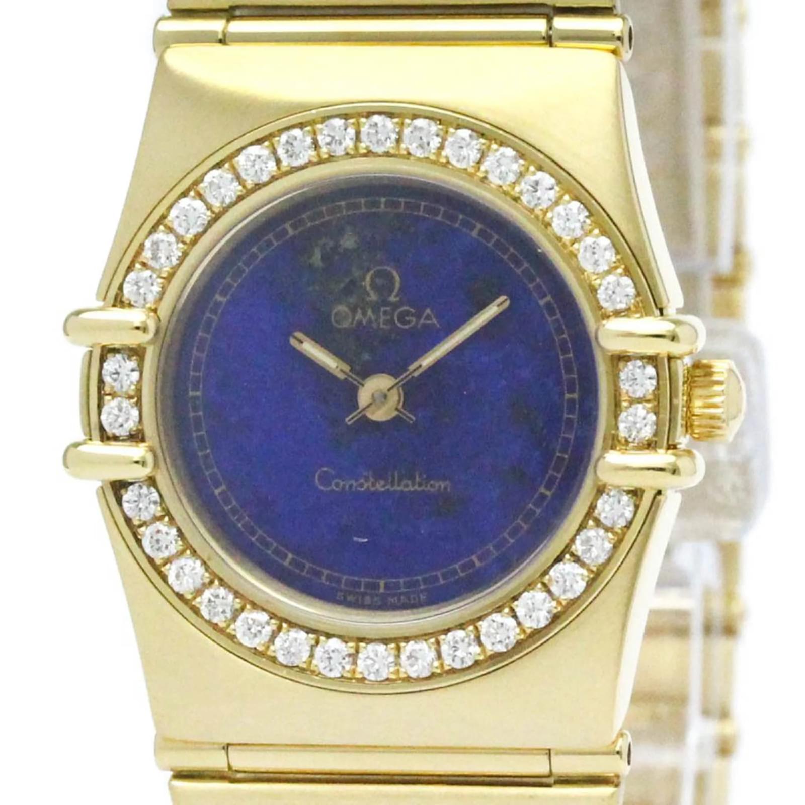 Damenarmbanduhr Omega Constellation mit Diamant und Lapislazuli
