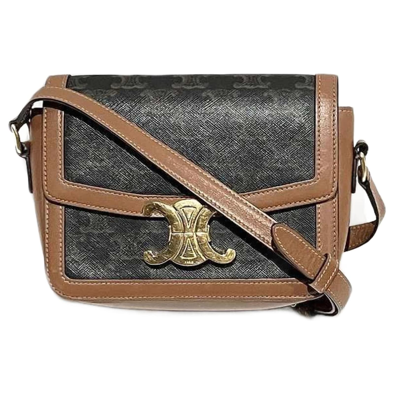 Céline Celine Teen Triomphe Brown Shoulder Bag Leather