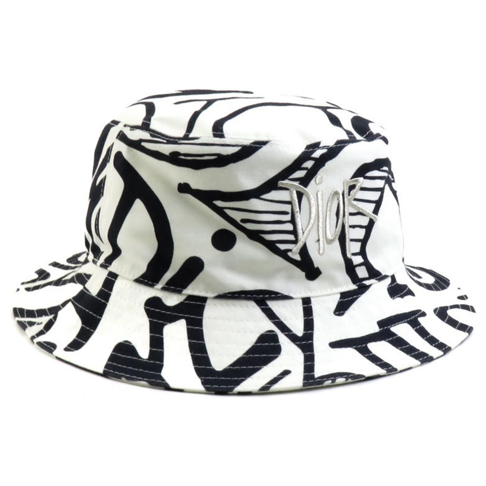 Christian Dior Navy and White Cotton Bucket Hat Navy blue  display picture 3