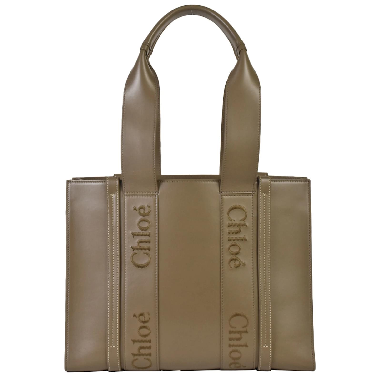 Chloé Woody Medium Tote Bag Green Leather ref.1504328 - Joli Closet