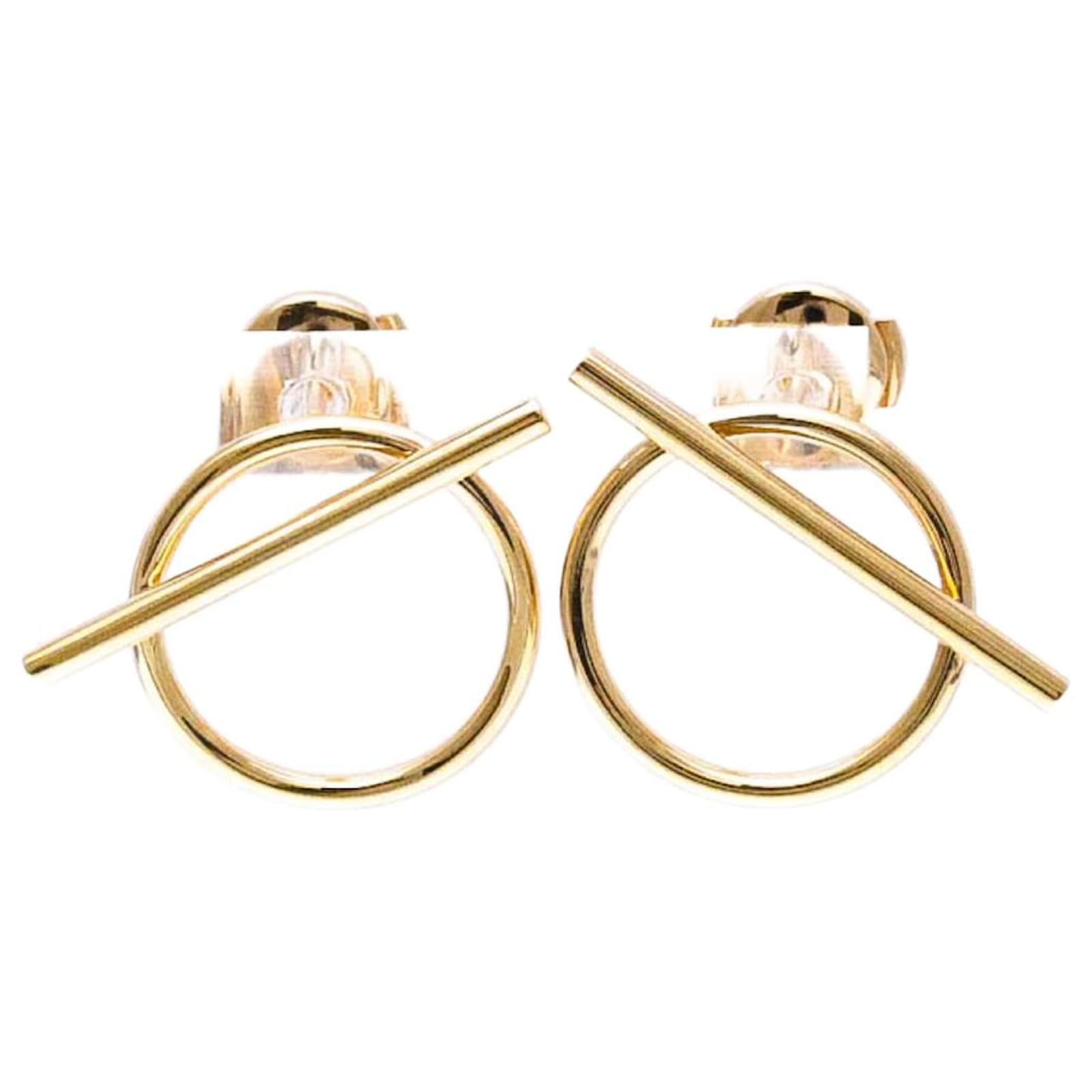 Boucles D'oreilles HERMÈS Olympe - Veau Epsom Marine, Finition Or - Neuves étiquetées