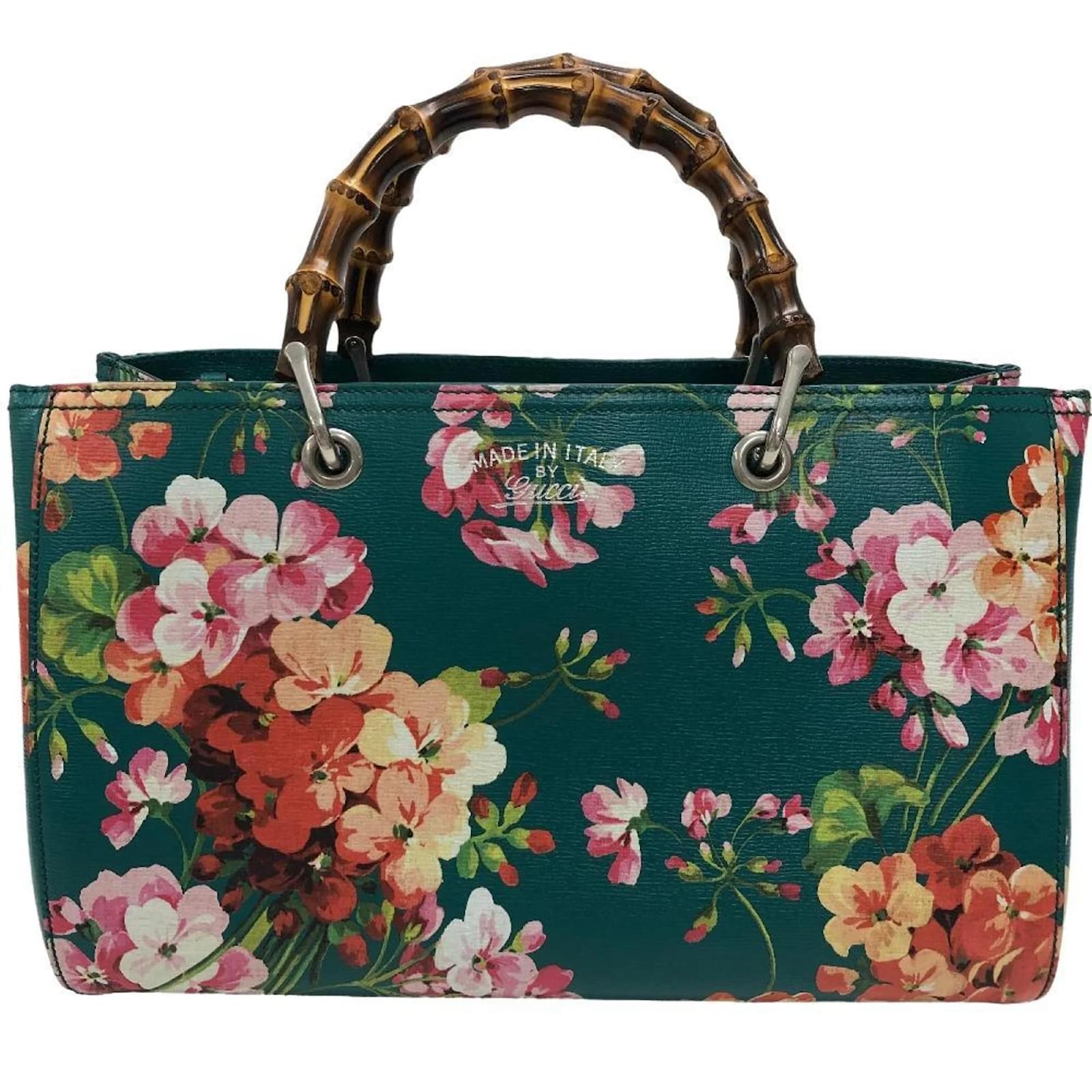 Bamboo Green様 リクエスト 2点 まとめ商品 Gucci Bamboo Flower GG Blooms Handbag Green Leather ref