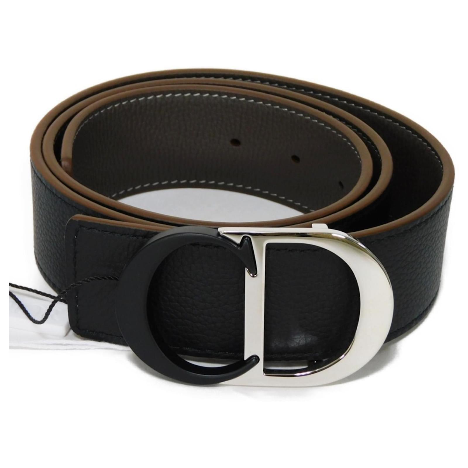 Christian Dior Dior Belt CD Icon Reversible Brown Black ref