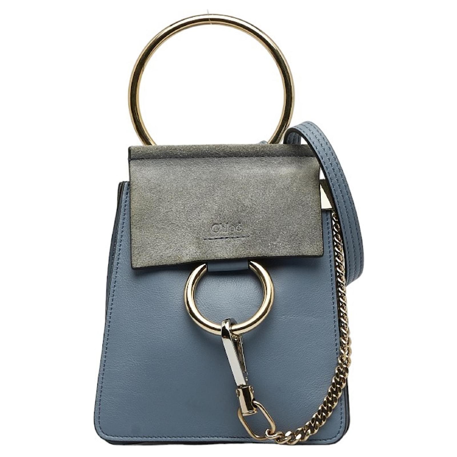 Chloe FAYE Small Bracelet Bag Light blue Suede Leather ref.1507560 Joli Closet