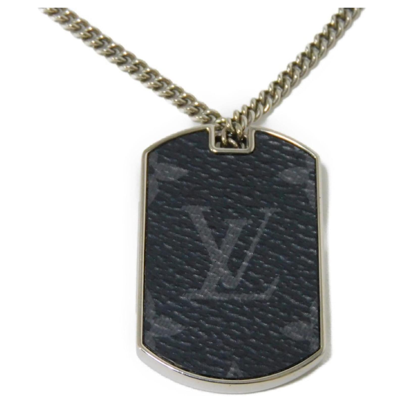 Collier pour homme Louis Vuitton avec pendentif en médaillon Toile