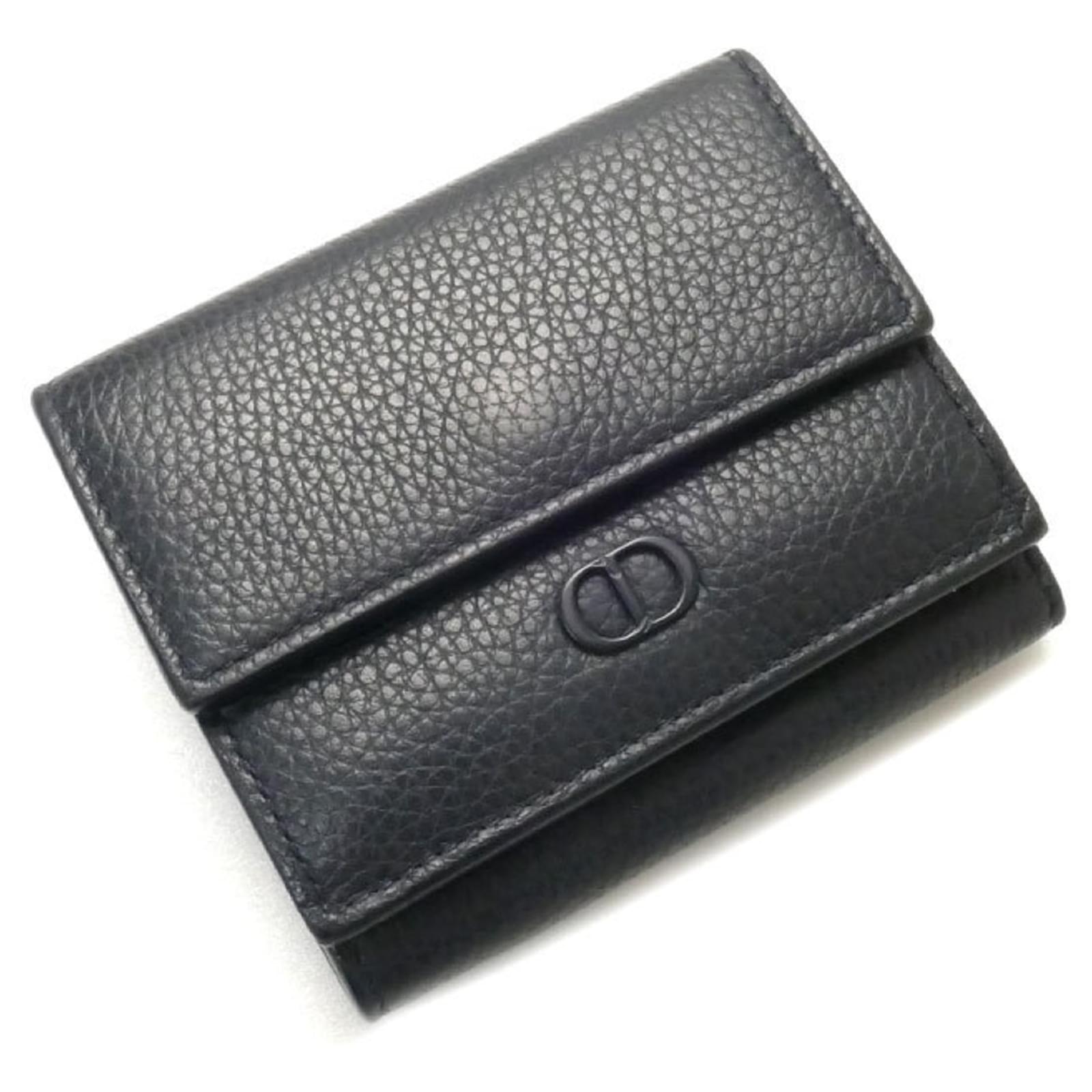 Christian Dior CD Icon Trifold Wallet Navy blue Leather ref
