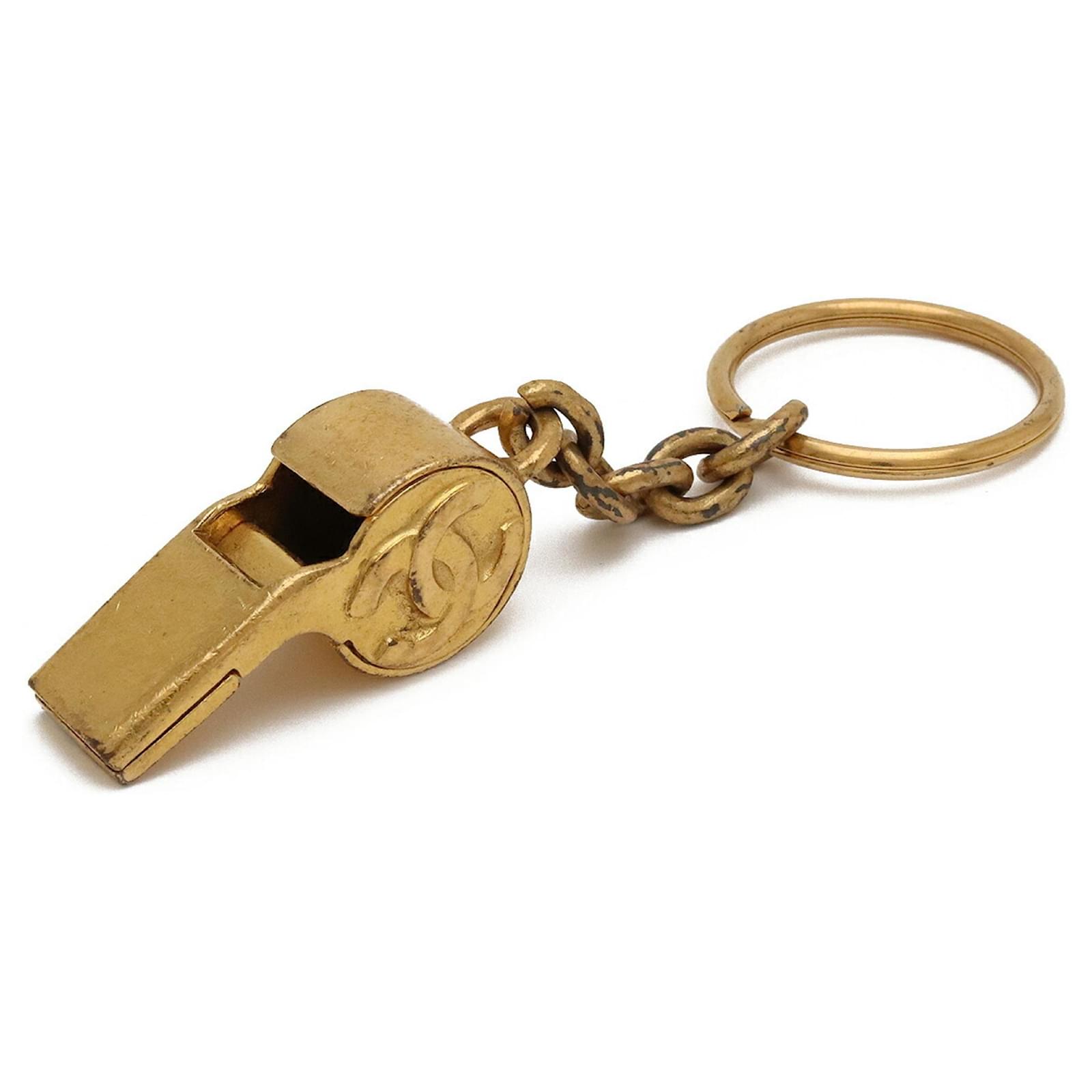 Chanel Gold Plated Whistle Coco Mark CC Keyring Gold-plated ref