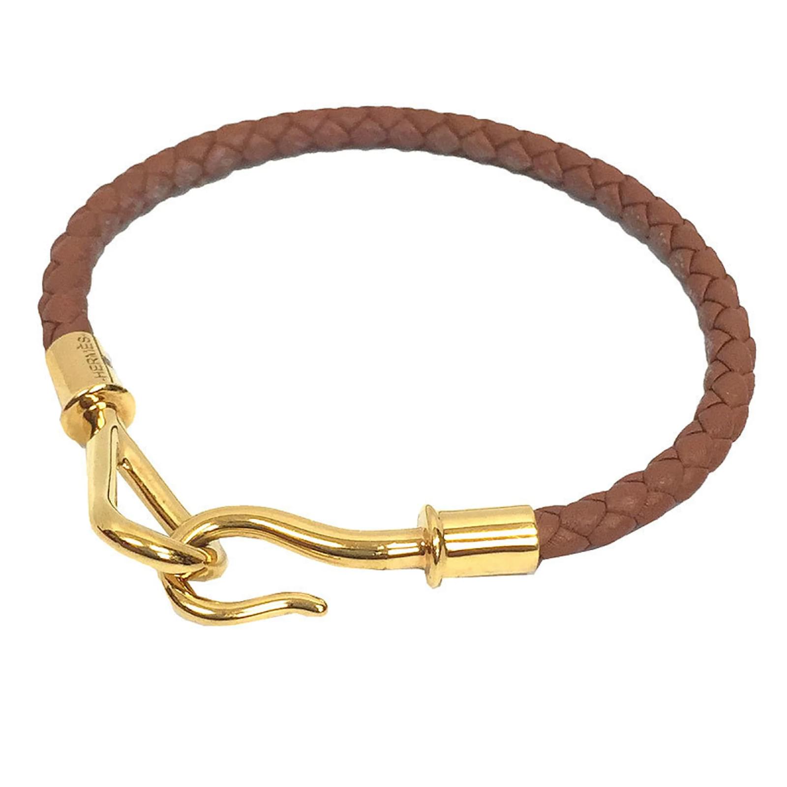 Hermès Hermes Jumbo H Charm Bracelet Golden Camel Leather