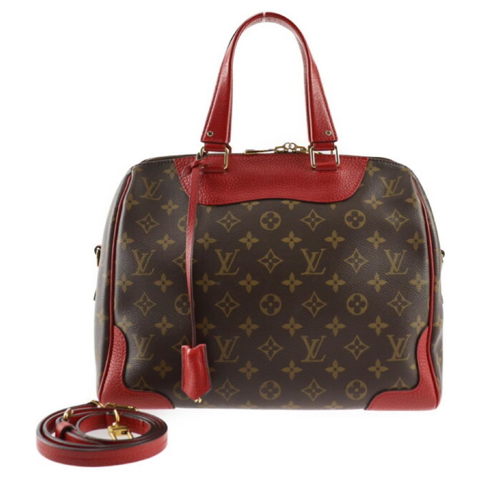 Louis Vuitton Retiro PM Handtasche Braun Rot Monogramm Leder Lackleder ref.1510694 Joli Closet