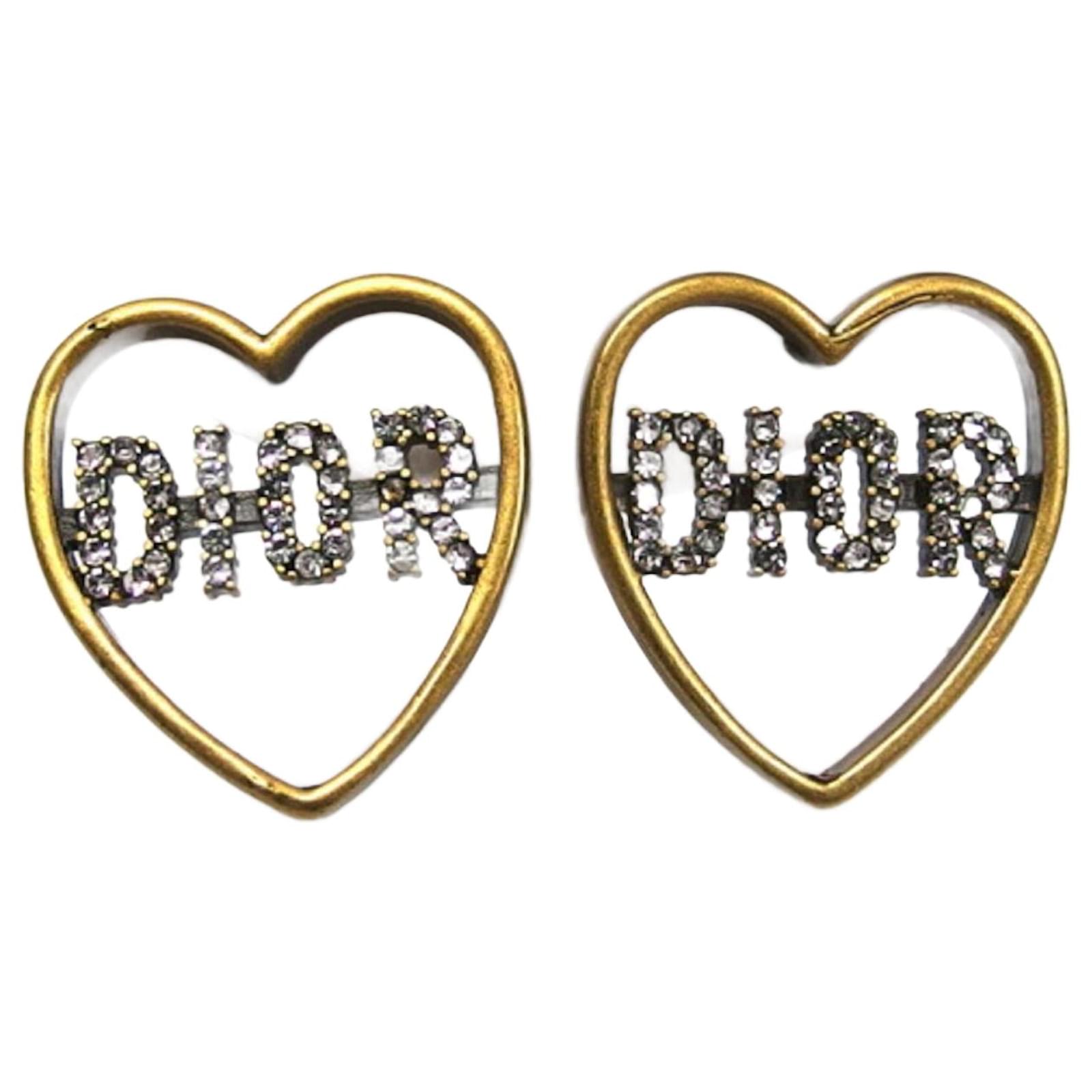 Christian Dior Open Heart Rhinestone Earrings Metal ref.1511652