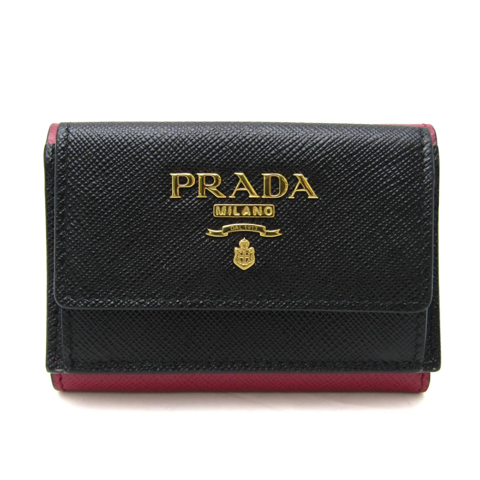 Prada saffiano tri fold wallet sale