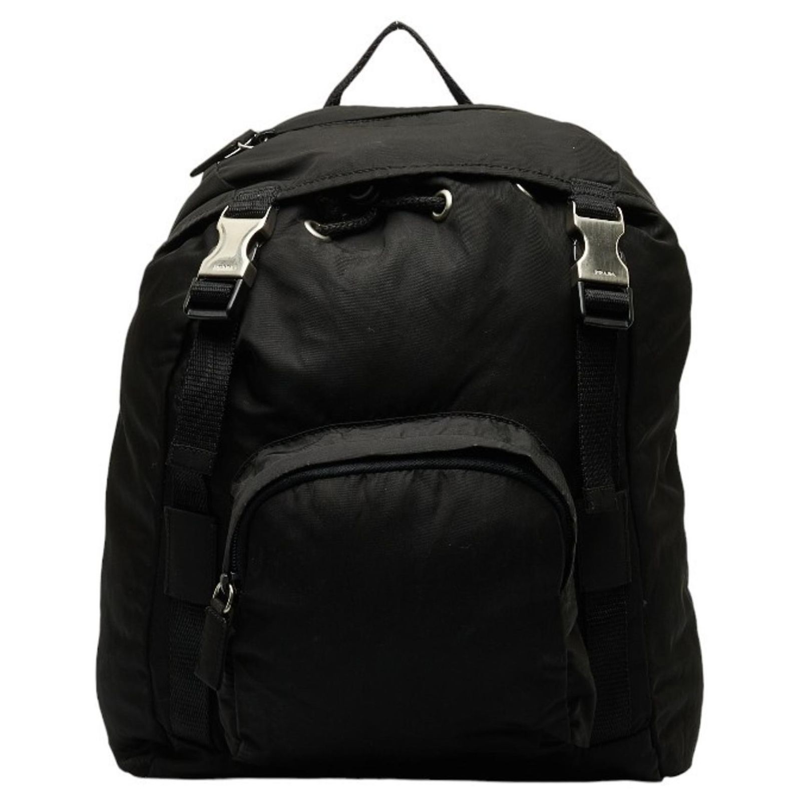 Prada Nylon Backpack Triangular Plate Black an Prada Nylon Leather Backpack with Triangle Logo Plate Black  main image 4