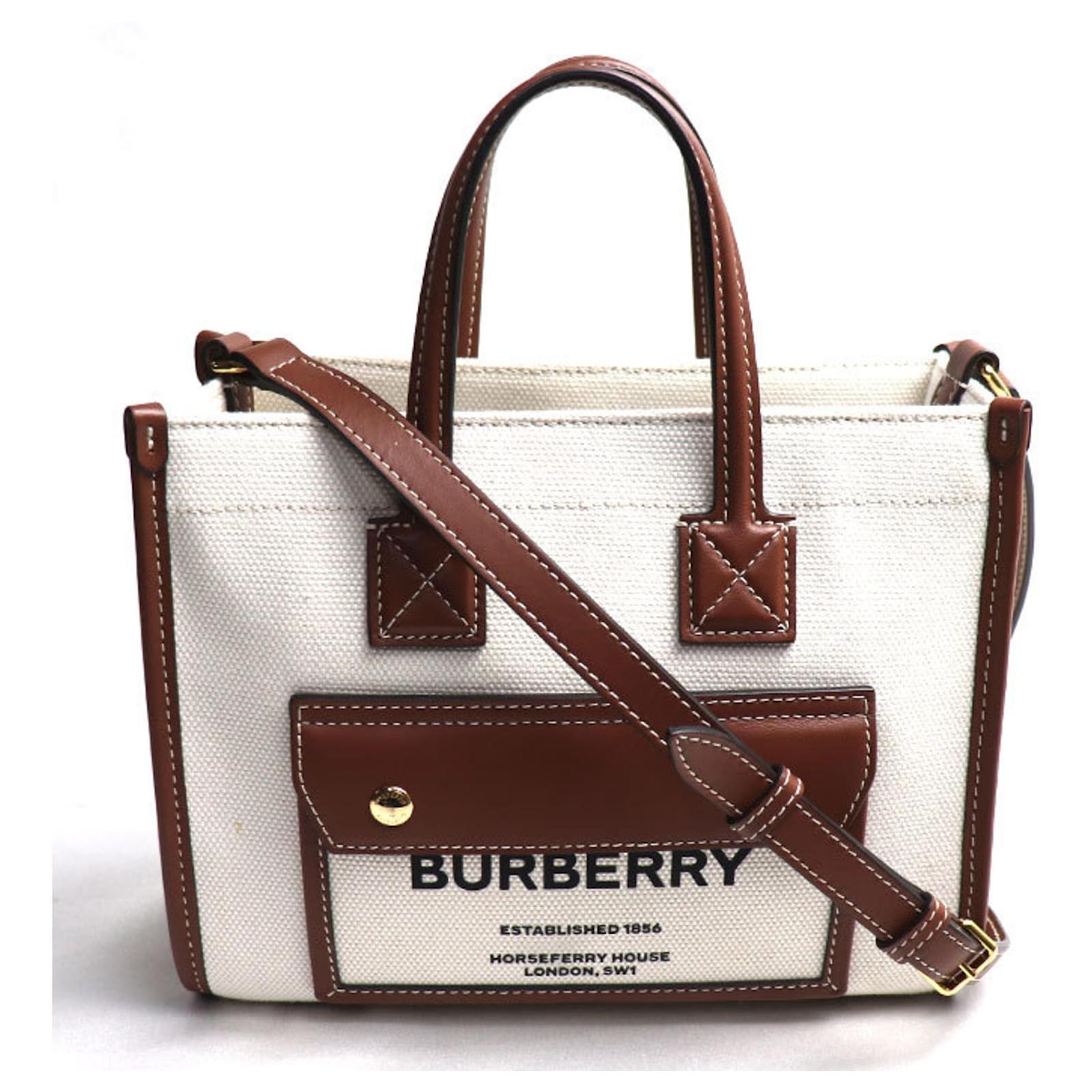 Bolso Burberry Freya Tote de hombro en Castaño Cuero Lienzo