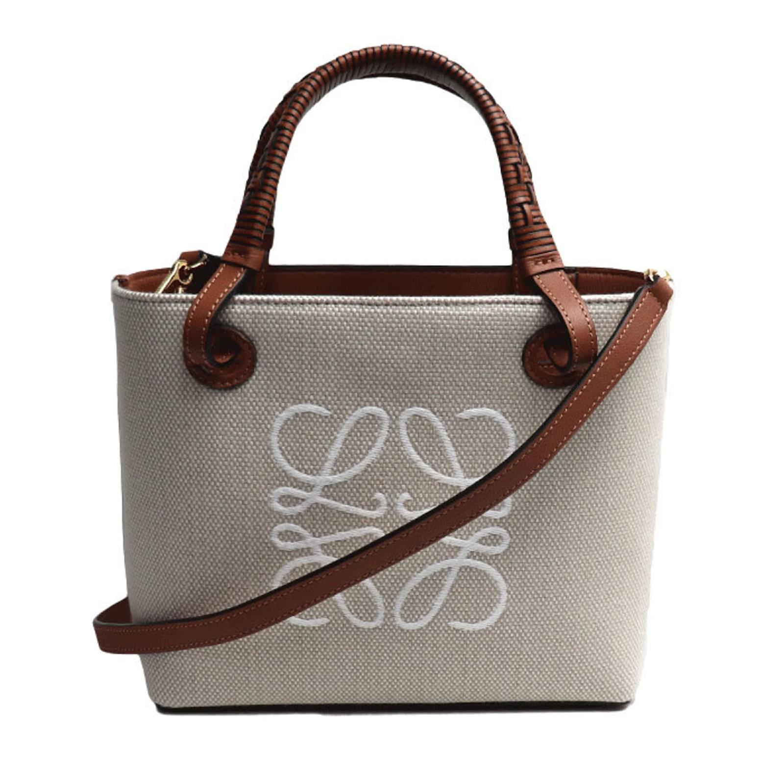 Loewe Anagram Tote Bag Brown Leather Cloth Joli Closet