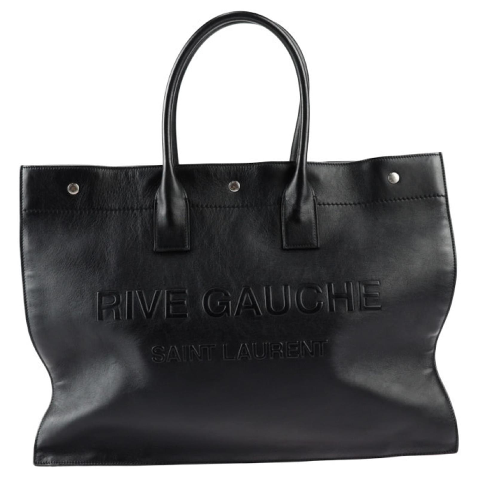 Saint Laurent Paris Rive Gauche Tote Bag Black Leather ref