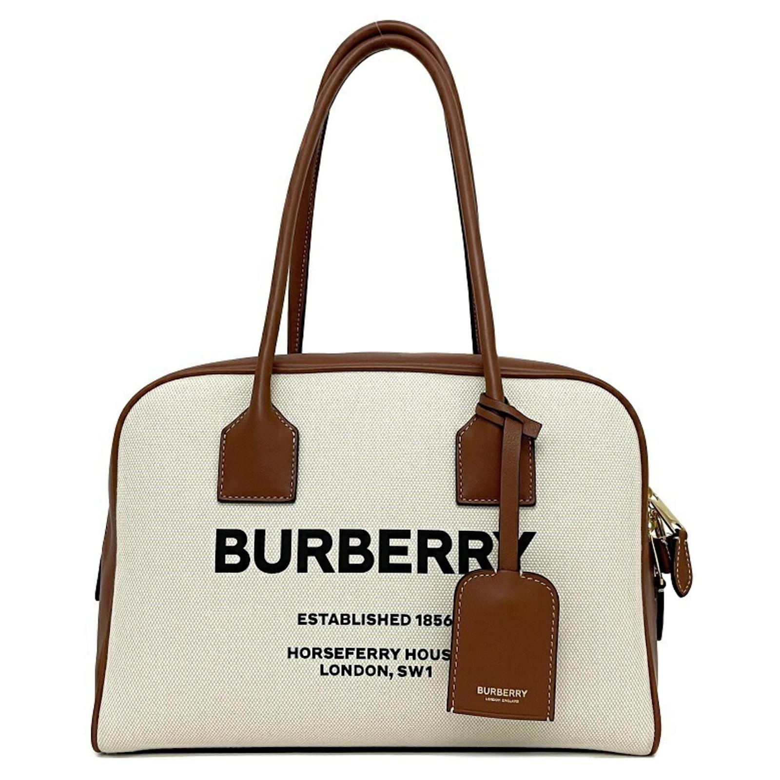 Burberry Medium Canvas Half Cube Bag Brown Cloth - Main Image