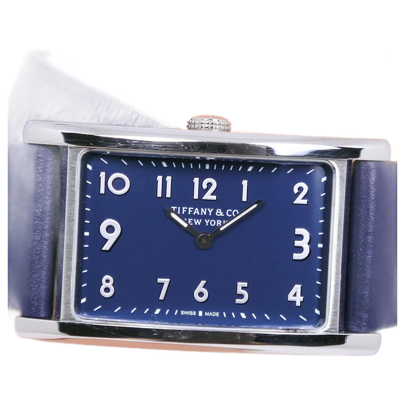 Tiffany & Co Watch Quartz East West Mini Navy Silver Tiffany East West Mini 3668644 Quartz Genuine Leather Strap  main image 4