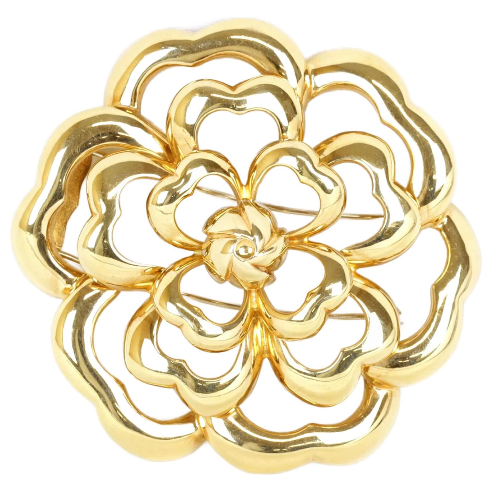 希少✨CHANEL Camellia Vintage Gold Brooch