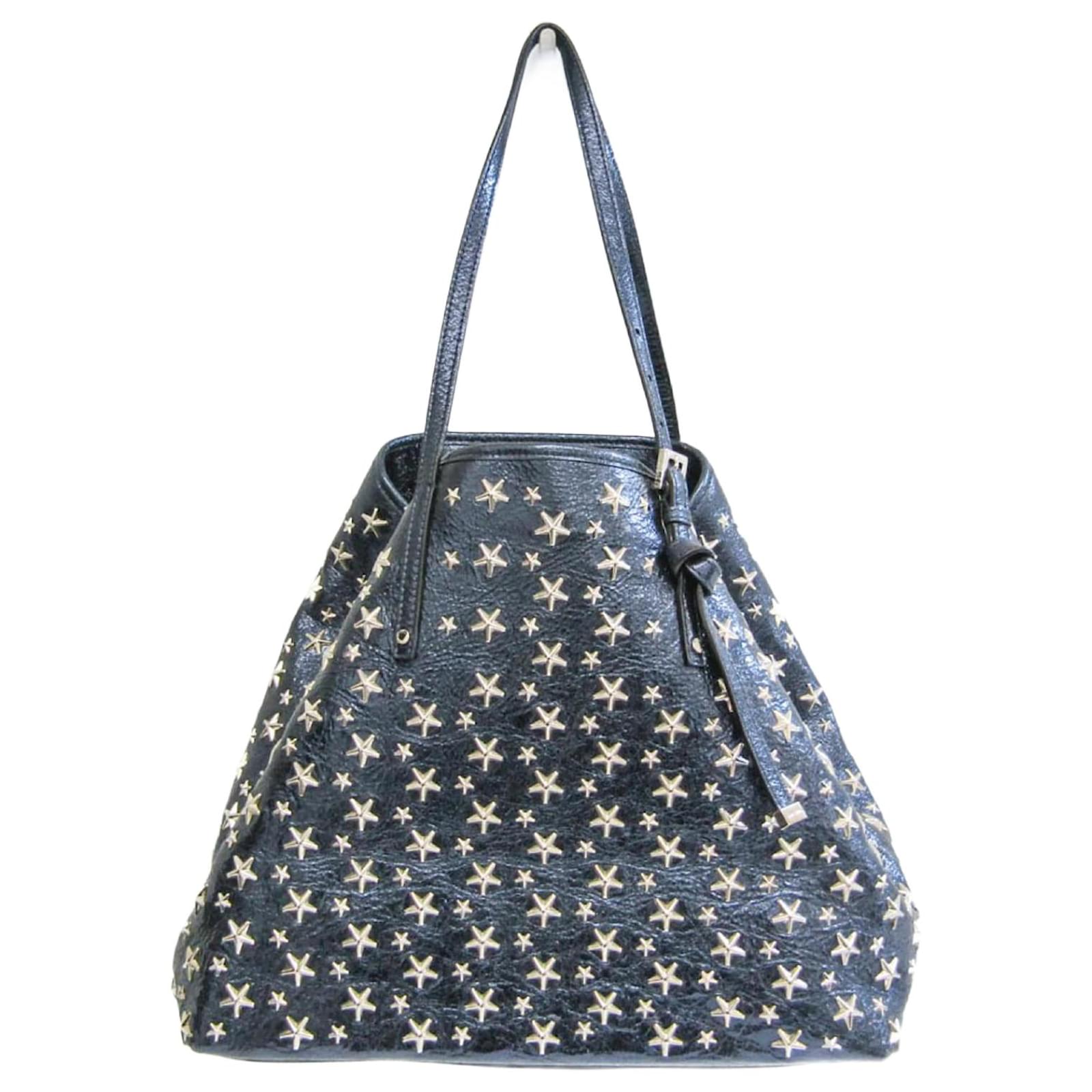 Jimmy Choo Sasha M. Women's Leather Studded Tote Bag Black ref
