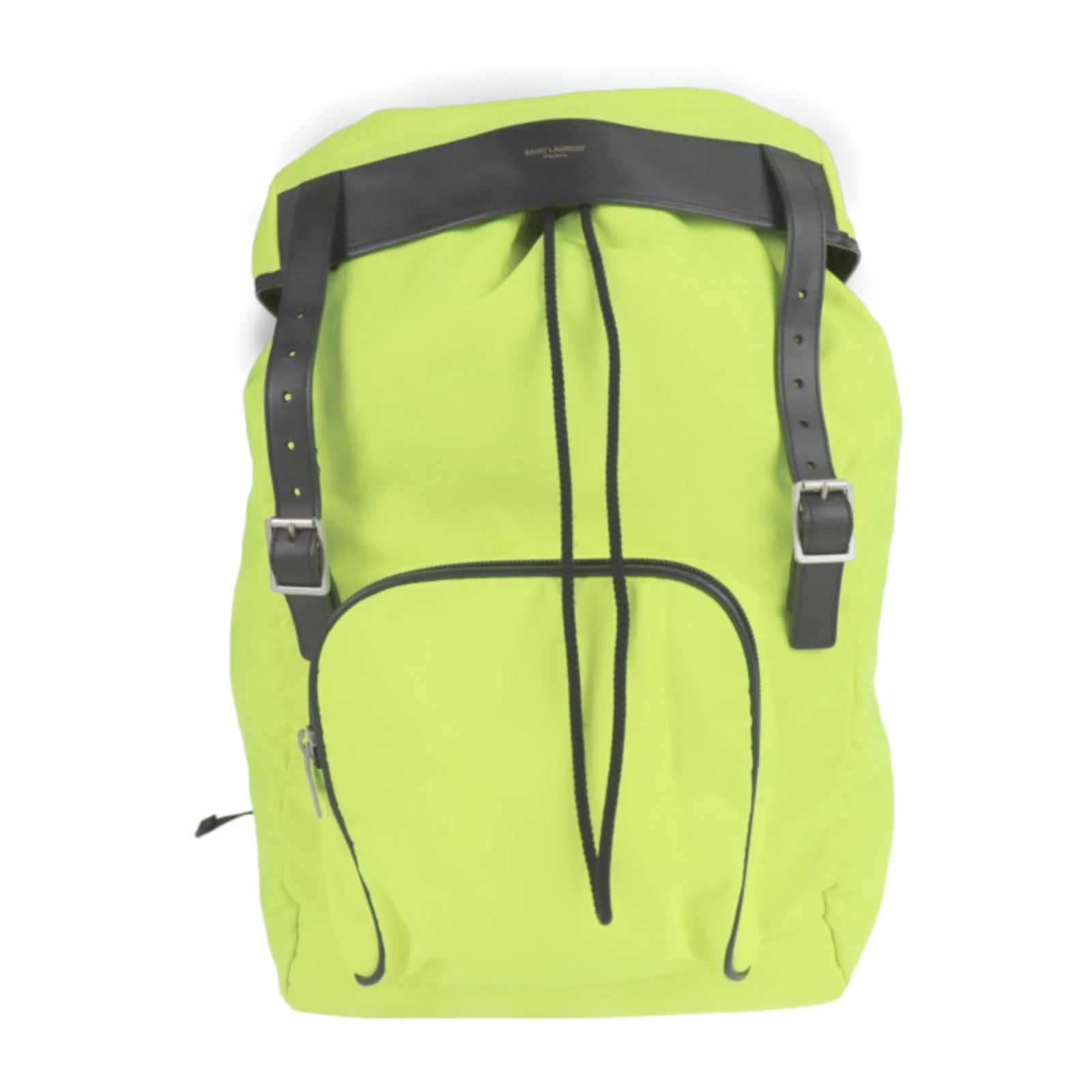 Saint Laurent Bright Yellow Backpack with Black Accents Yves Saint Laurent Neon Yellow and Black Backpack Leather  main image 4