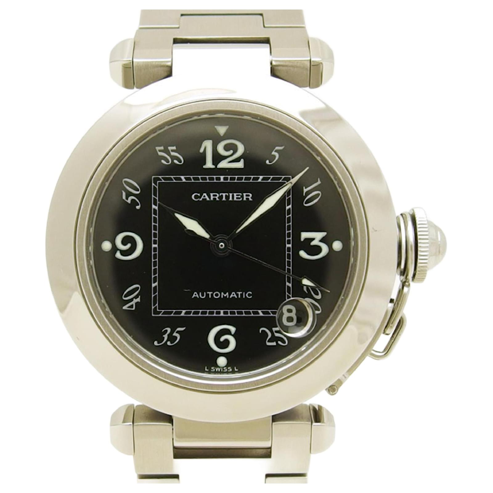 Reloj Cartier Pasha C 35mm con esfera negra de acero inoxidable ref.1516927 Joli Closet