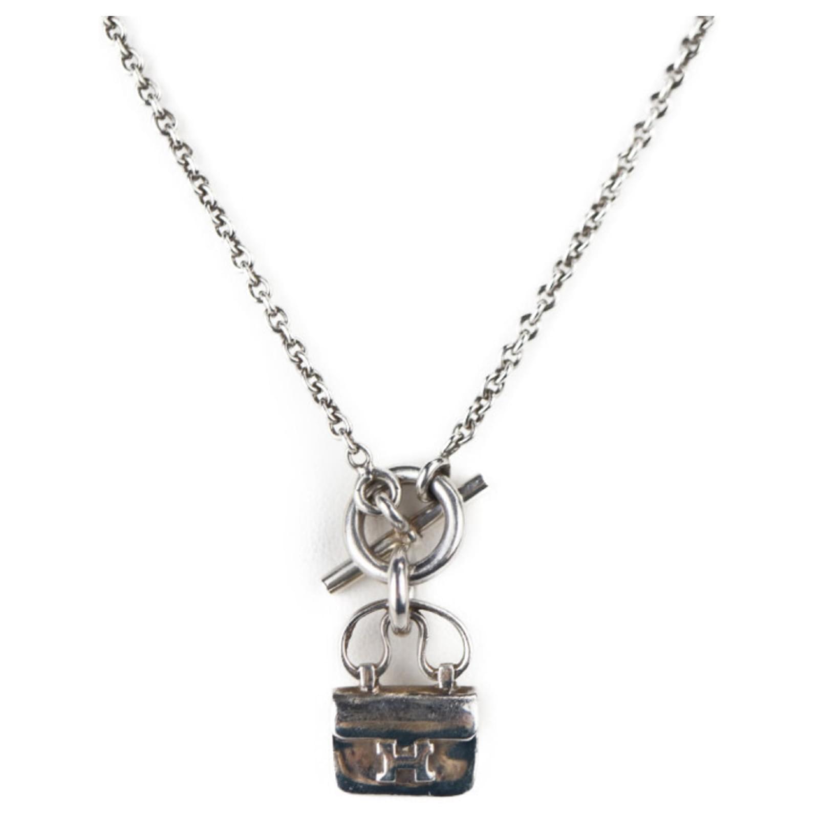 Hermès Collier Amulette Constance Hermes Argent Argenté ref