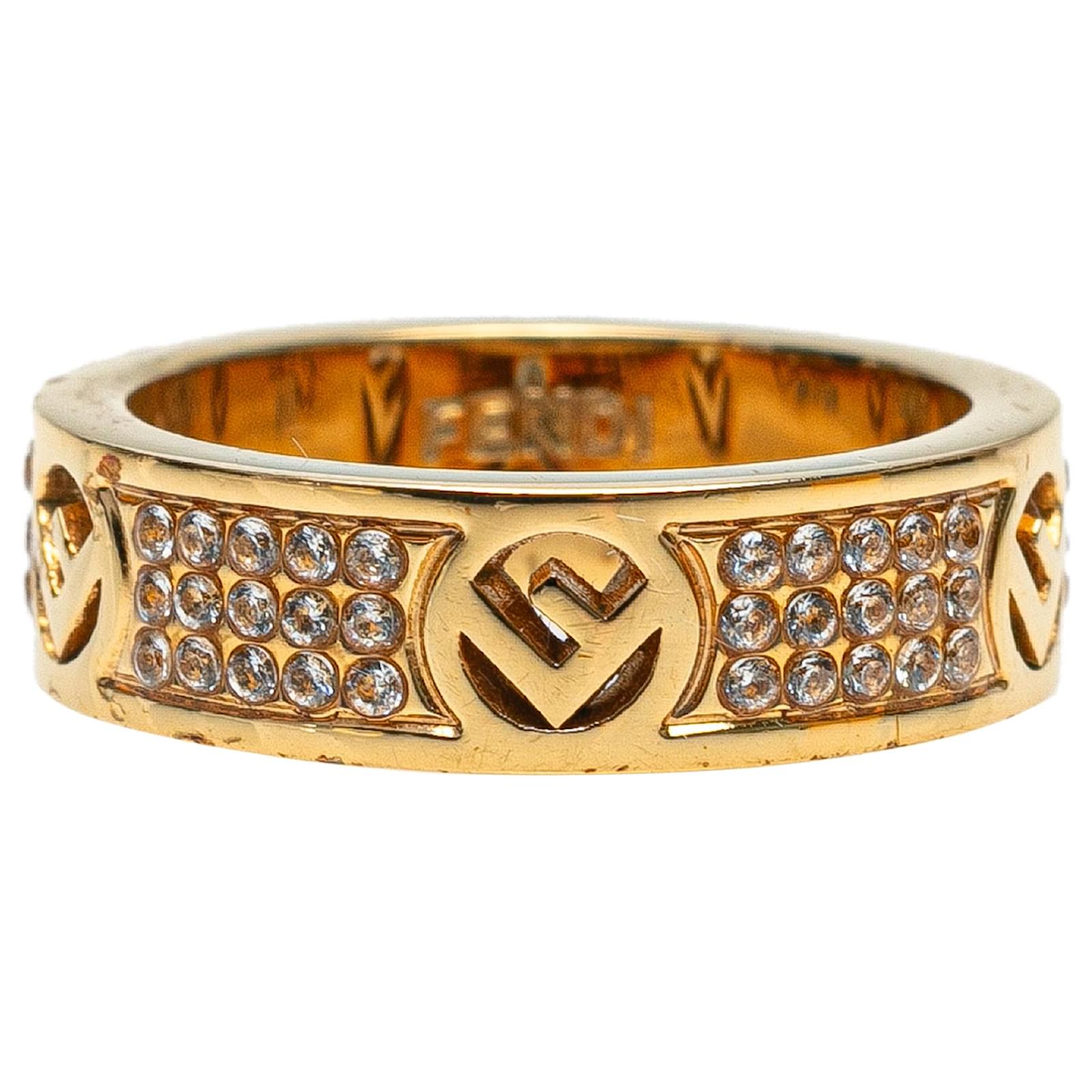 Fendi Gold Gold Plated F Is Fendi Kristallring
