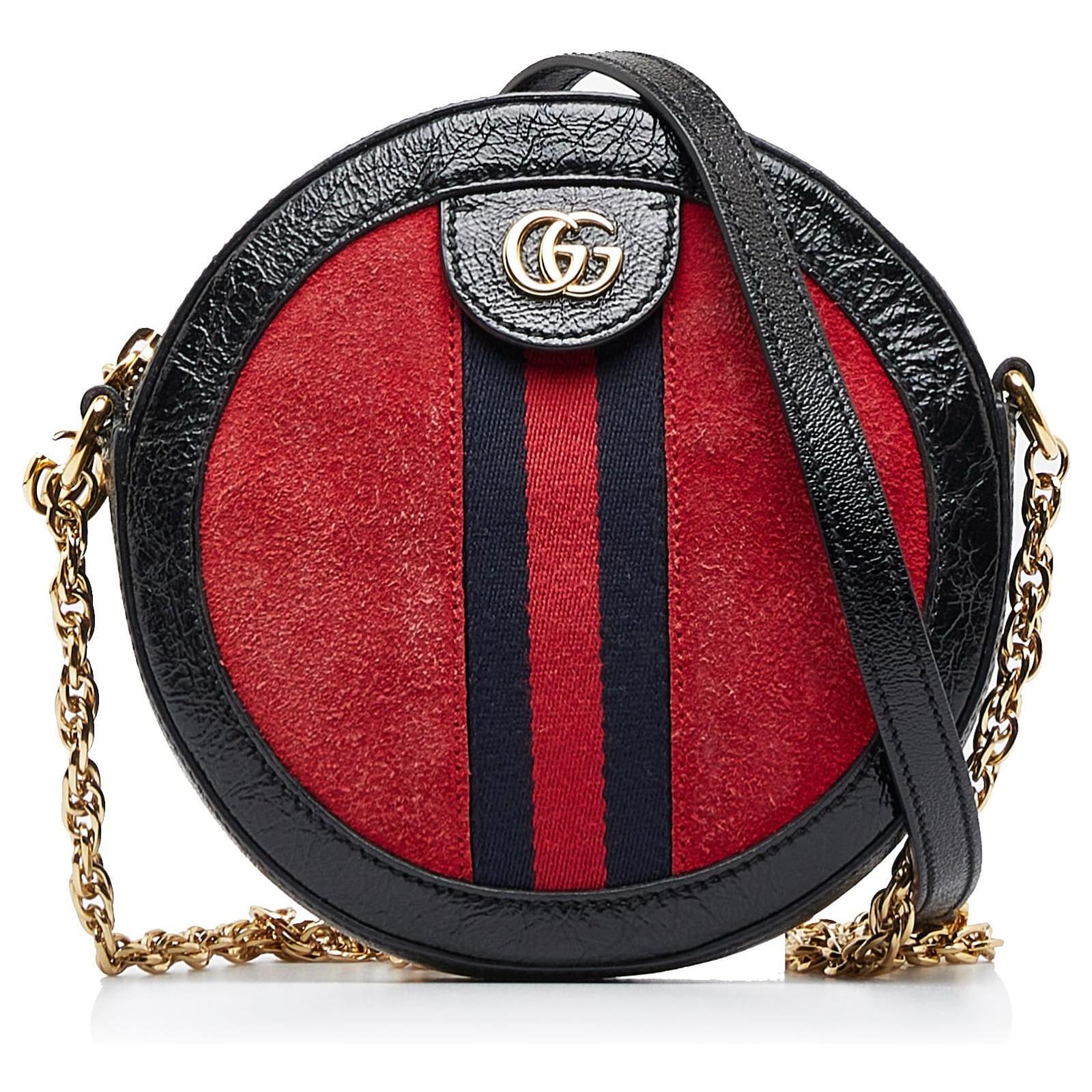 Red Gucci Mini Suede Round Ophidia Crossbody Leather ref.1520834 Joli Closet