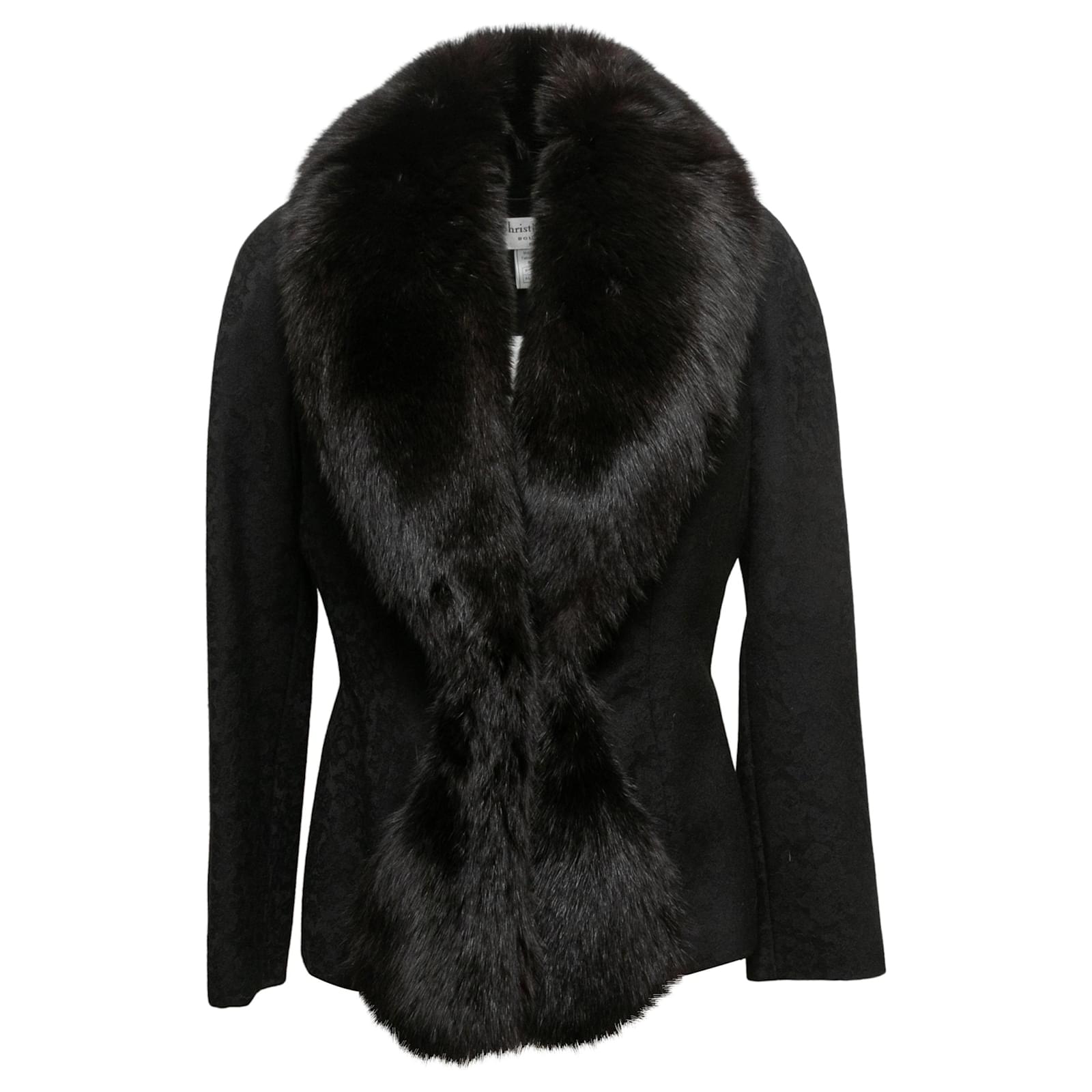 Christian Dior ヴィンテージファー ジャケット Vintage Black Christian Dior Fall/Winter 1998 Wool Fox Fur-Trimmed
