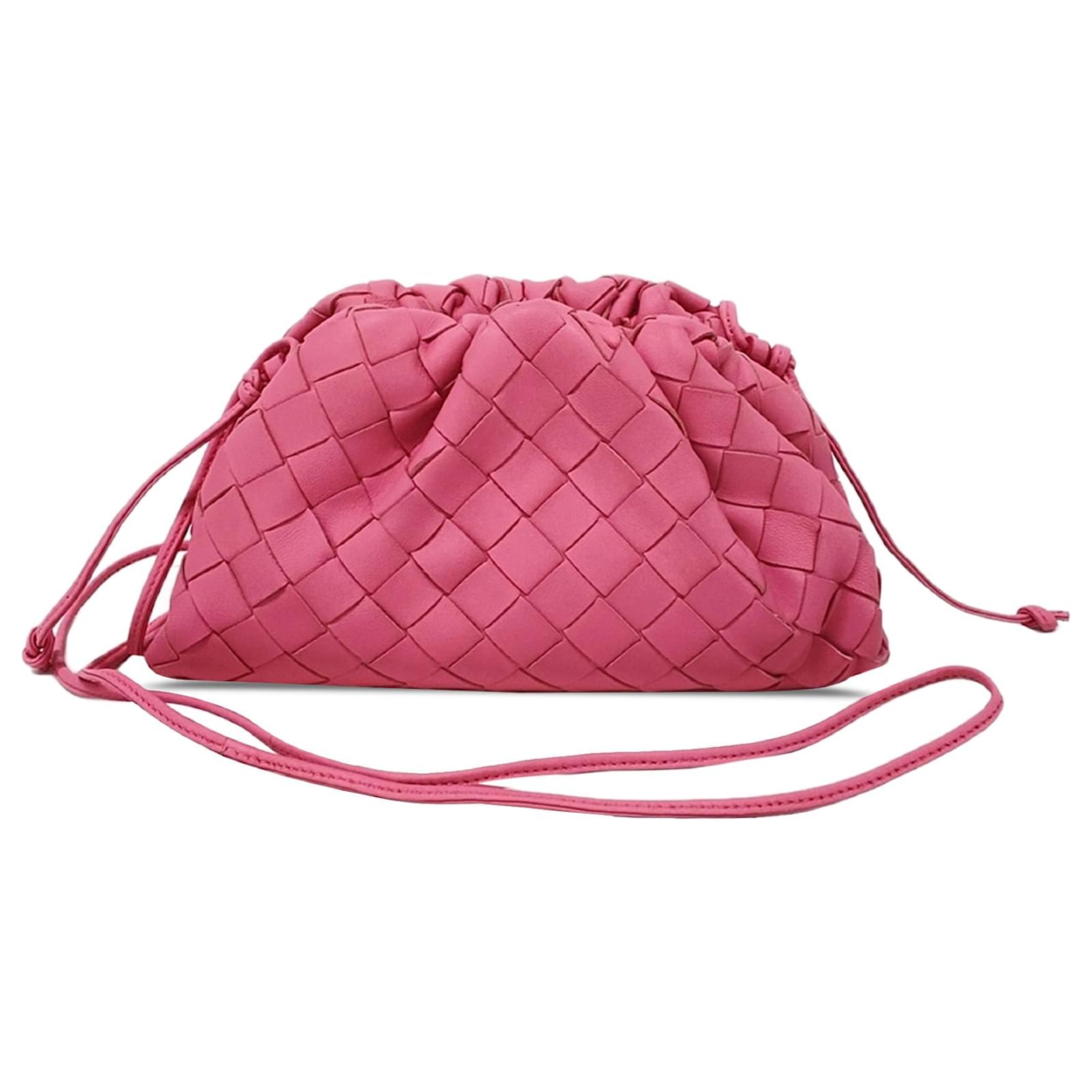 Bottega Veneta Pink Intrecciato The Mini Pouch Leather Pony