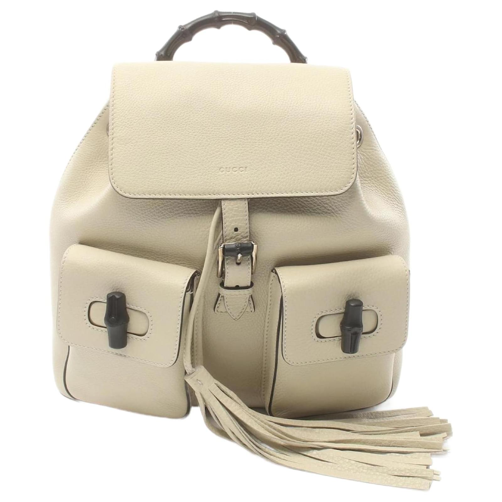 Gucci Bamboo Leder Rucksack WeiB ref.1525593 Joli Closet