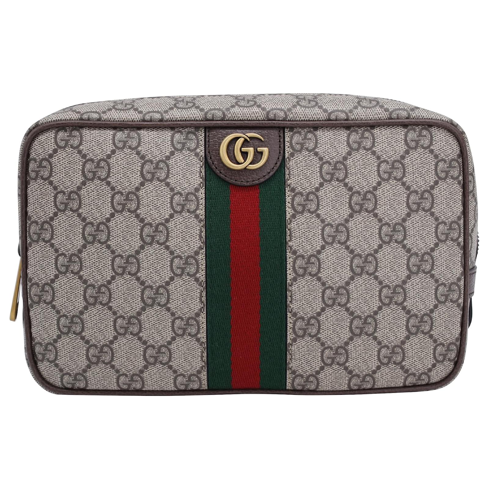 Gucci Savoy Toiletry Case With Web GG Supreme in Beige Canvas Cloth ref.1526774 Joli Closet