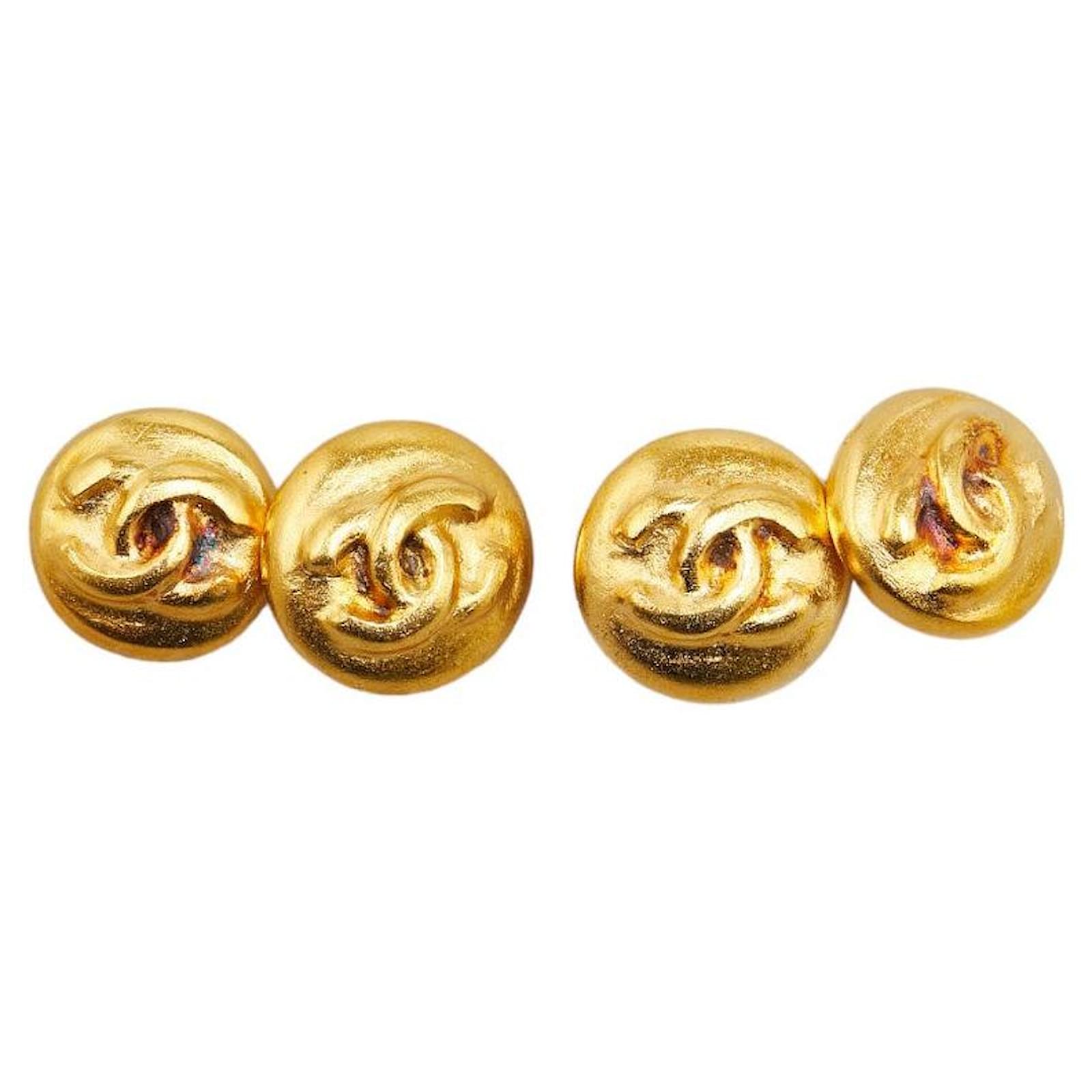 シャネル ゴールドプレート ココマーク ダブルCufflinks 95A Chanel Gold Plated Coco Mark Round Double Cufflinks 95A
