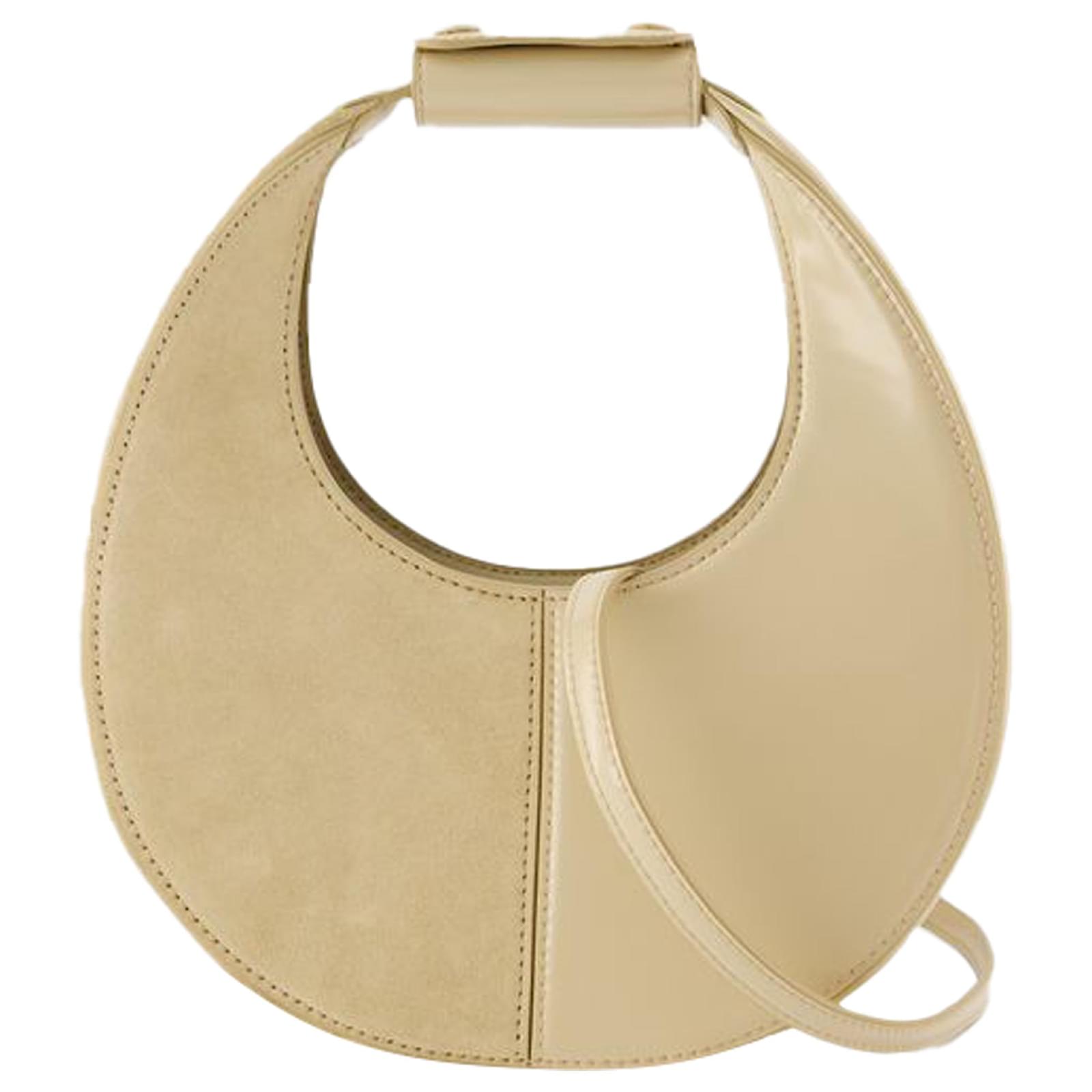 Mini Moon Split Purse Staud Leder Beige