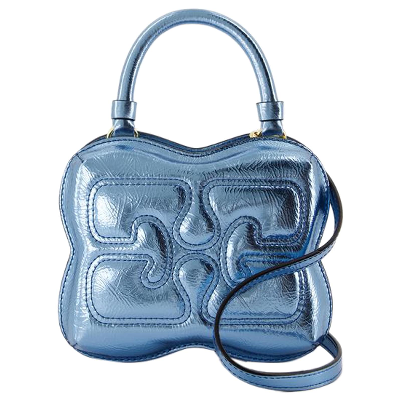 24AW【GANNI】Butterfly Small Hand Bag In Blue Cotton Ganni Butterfly Small Hand Bag In Blue Cotton | italist