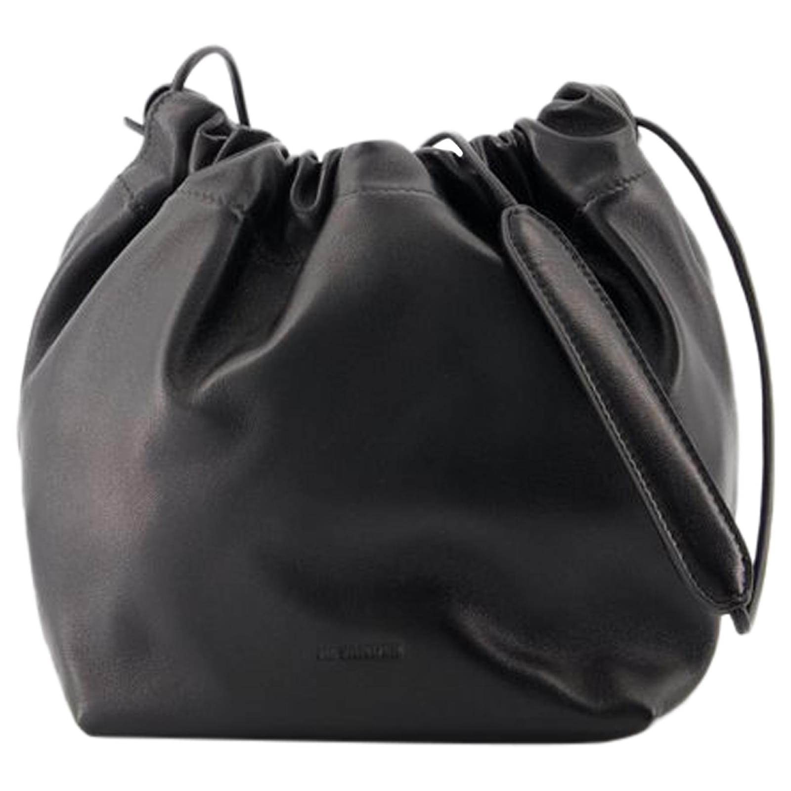 Sac à épaule Dumpling Jil Sander Cuir Noir Veau façon