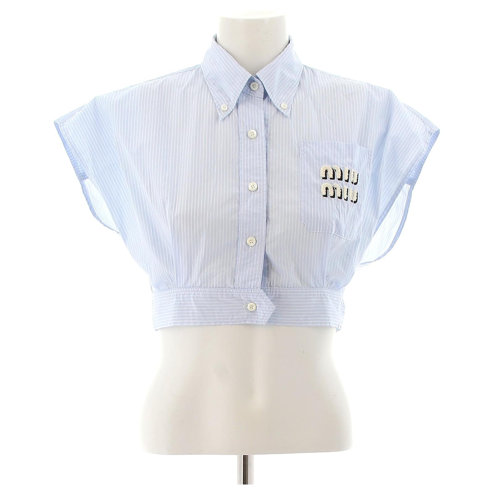 トップス 2000s miumiu bottan fly cotton shirt 2025 collections - Shirts WOMAN MIU MIU - Ancote