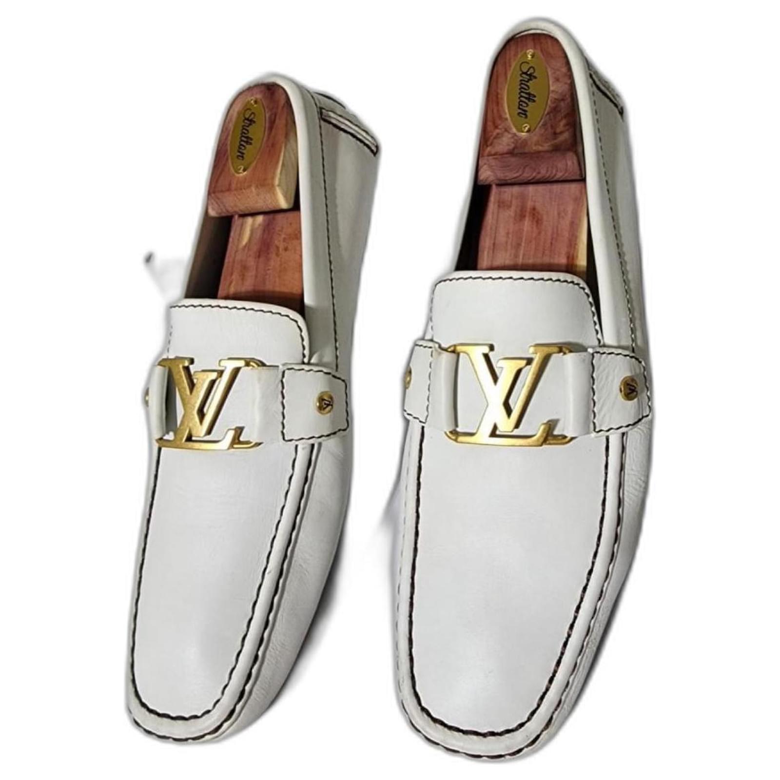 Louis Vuitton Leather Upper Moccasin Loafer White Size 8.5 ref