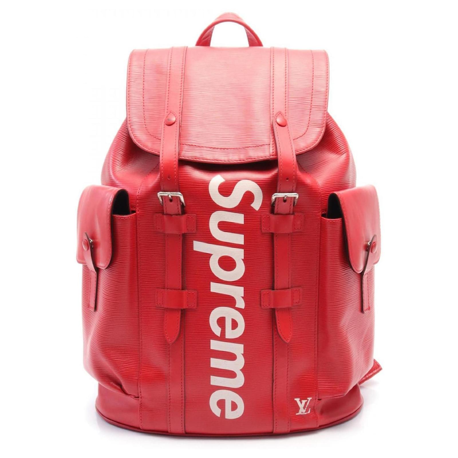 Louis Vuitton x Supreme Christopher PM Epi Backpack Red Leather ref ...