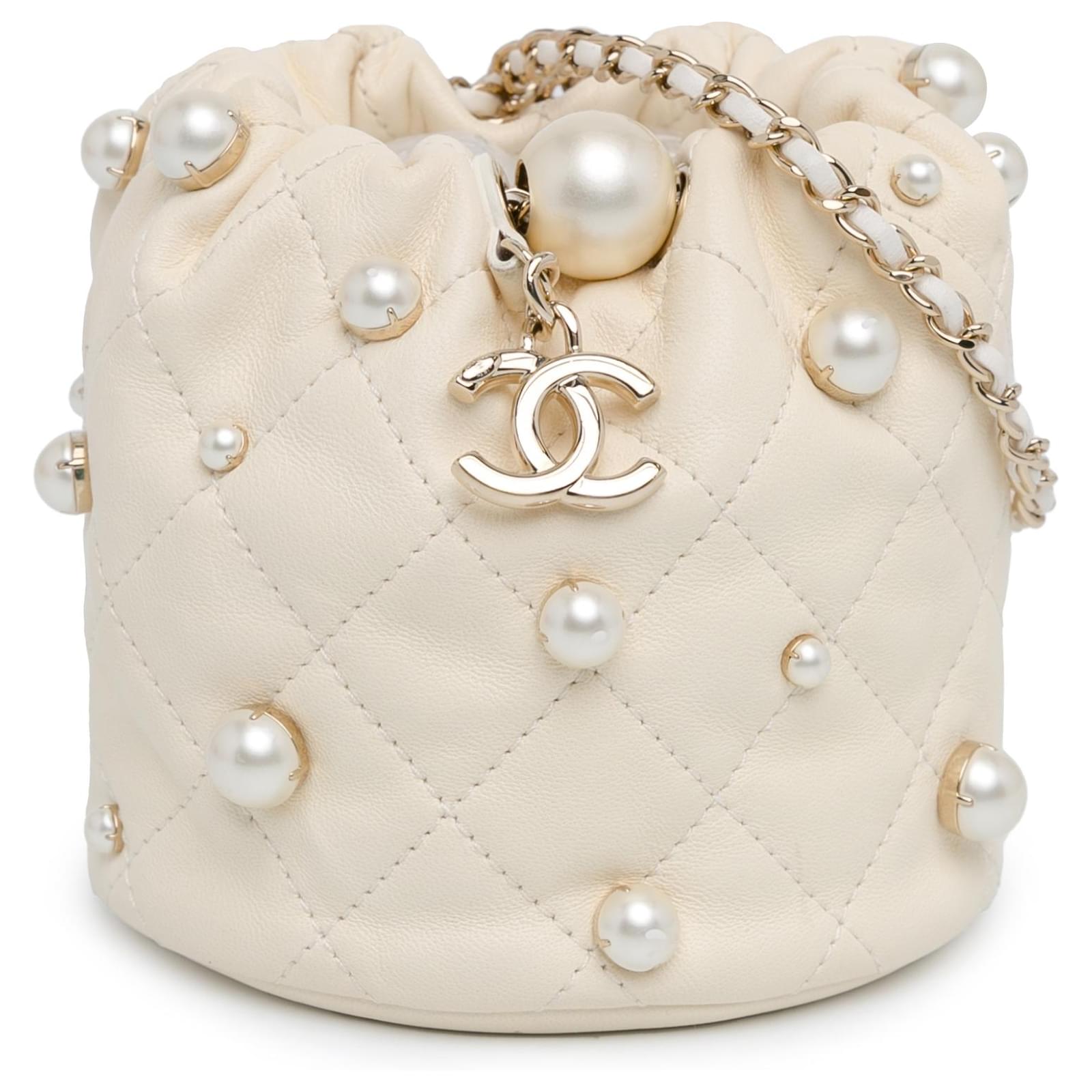 Chanel white drawstring bag best sale