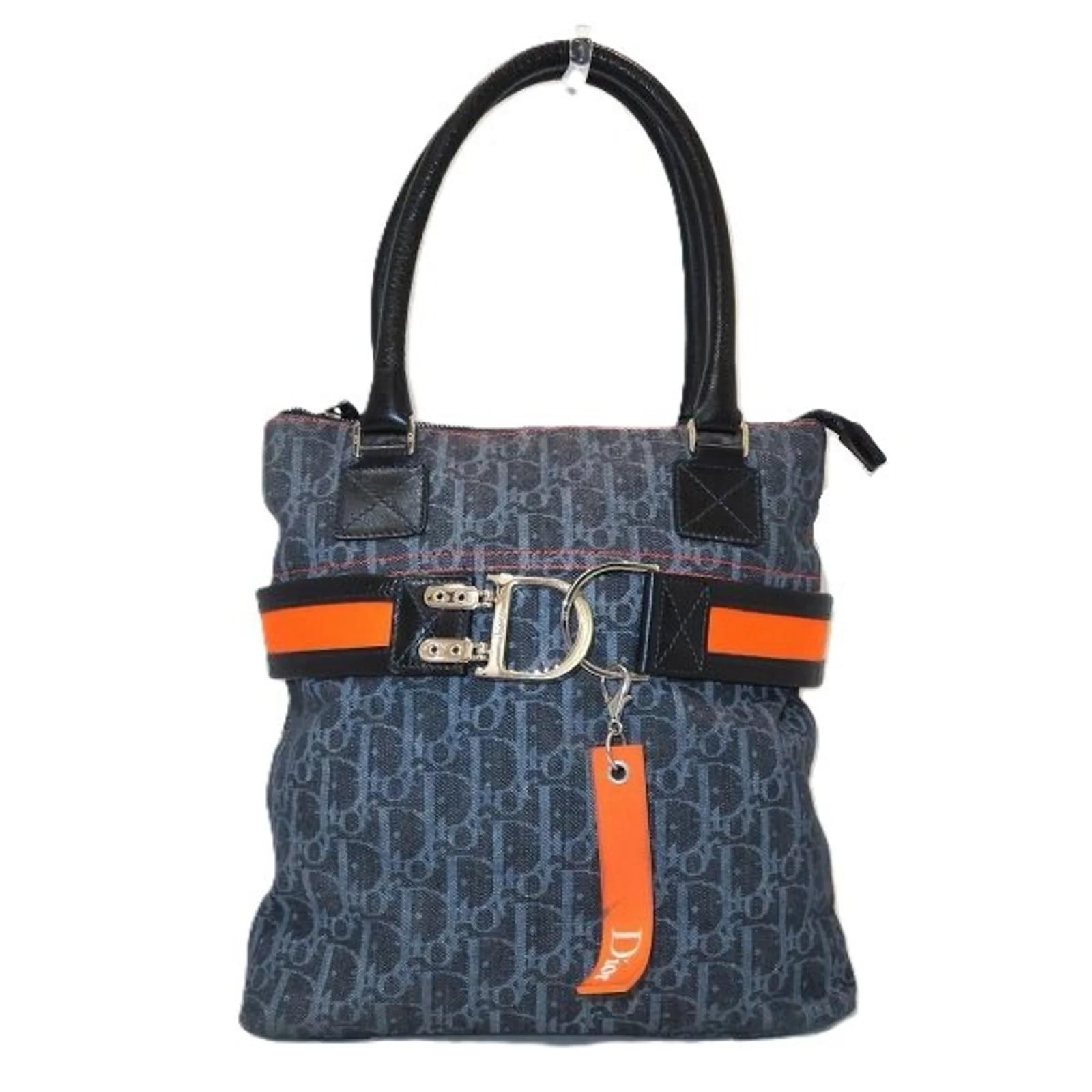 Christian Dior Dior Flight Line Trotter Tote Bag Orange Navy blue