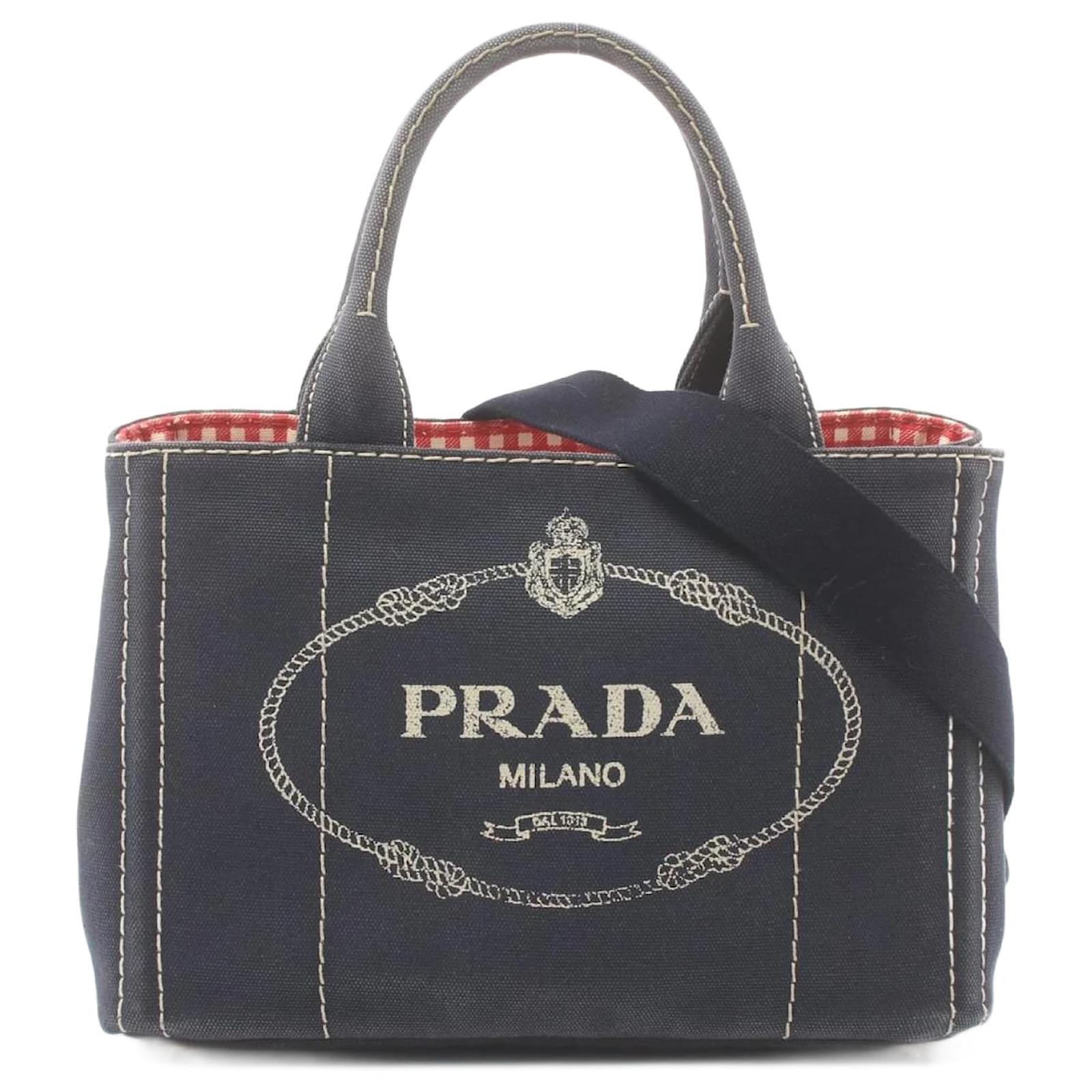 Prada Canapa Tote Bag Navy blue Cloth ref.1534947 - Joli Closet